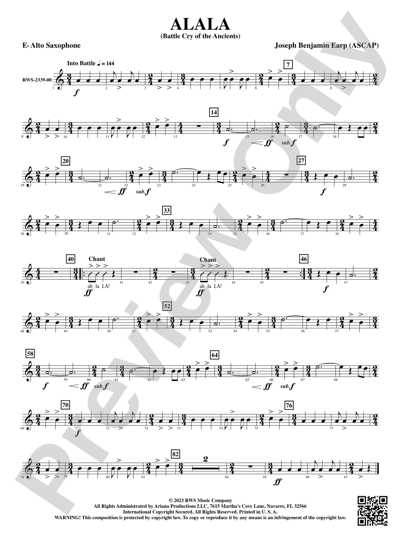 Alala - Battle Cry of the Ancients: 1st E-flat Alto Saxophone
