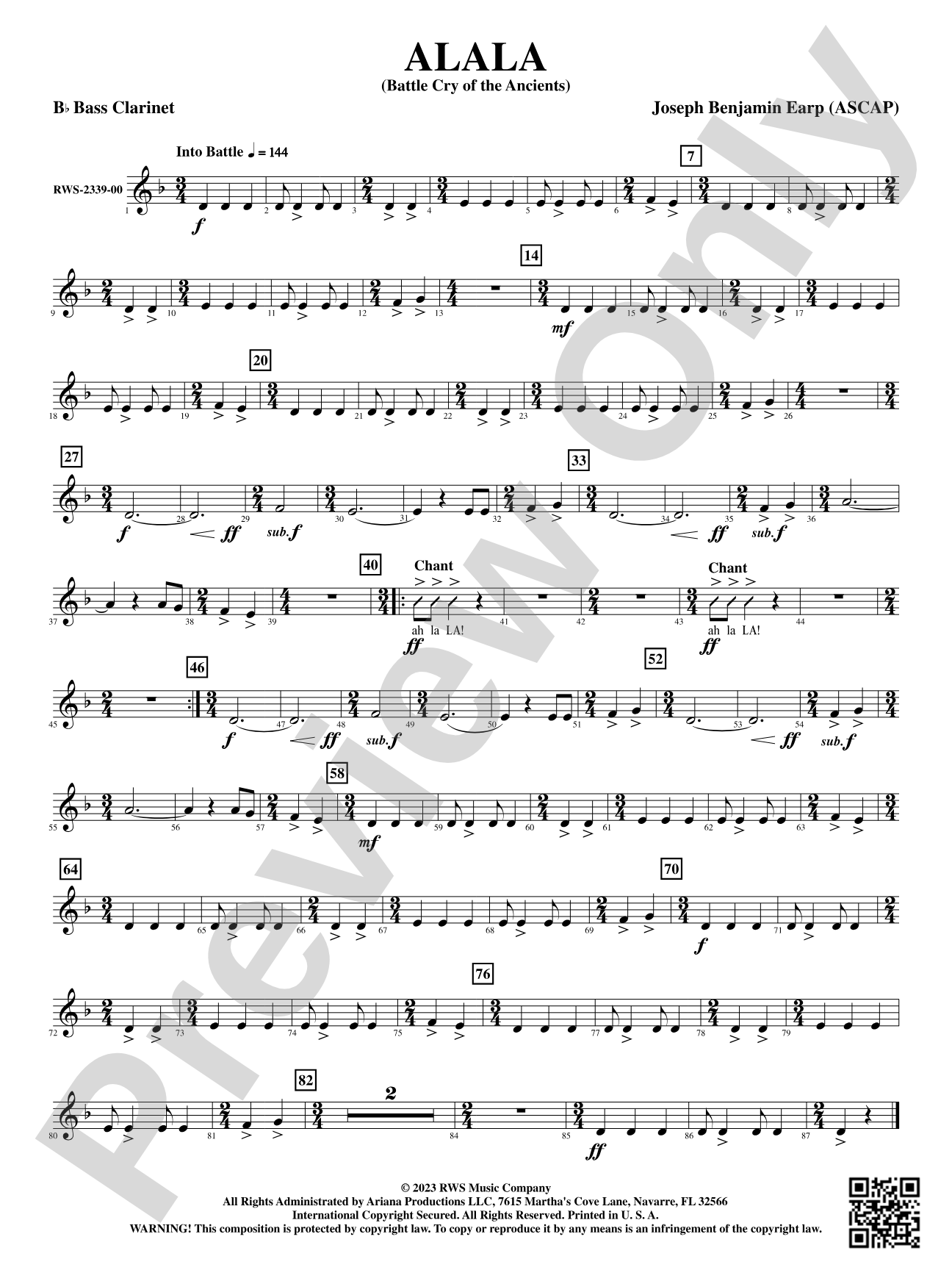 Alala - Battle Cry of the Ancients: B-flat Bass Clarinet