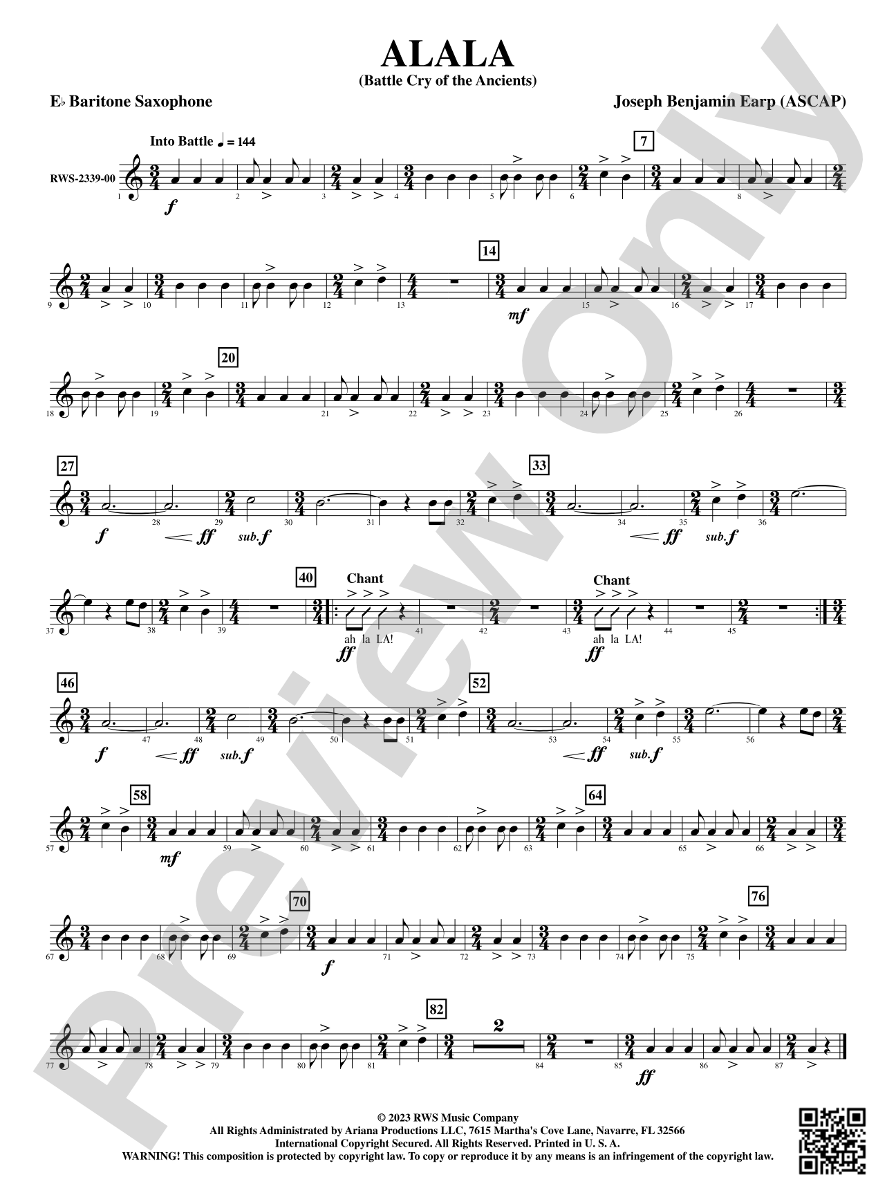 Alala - Battle Cry of the Ancients: E-flat Baritone Saxophone
