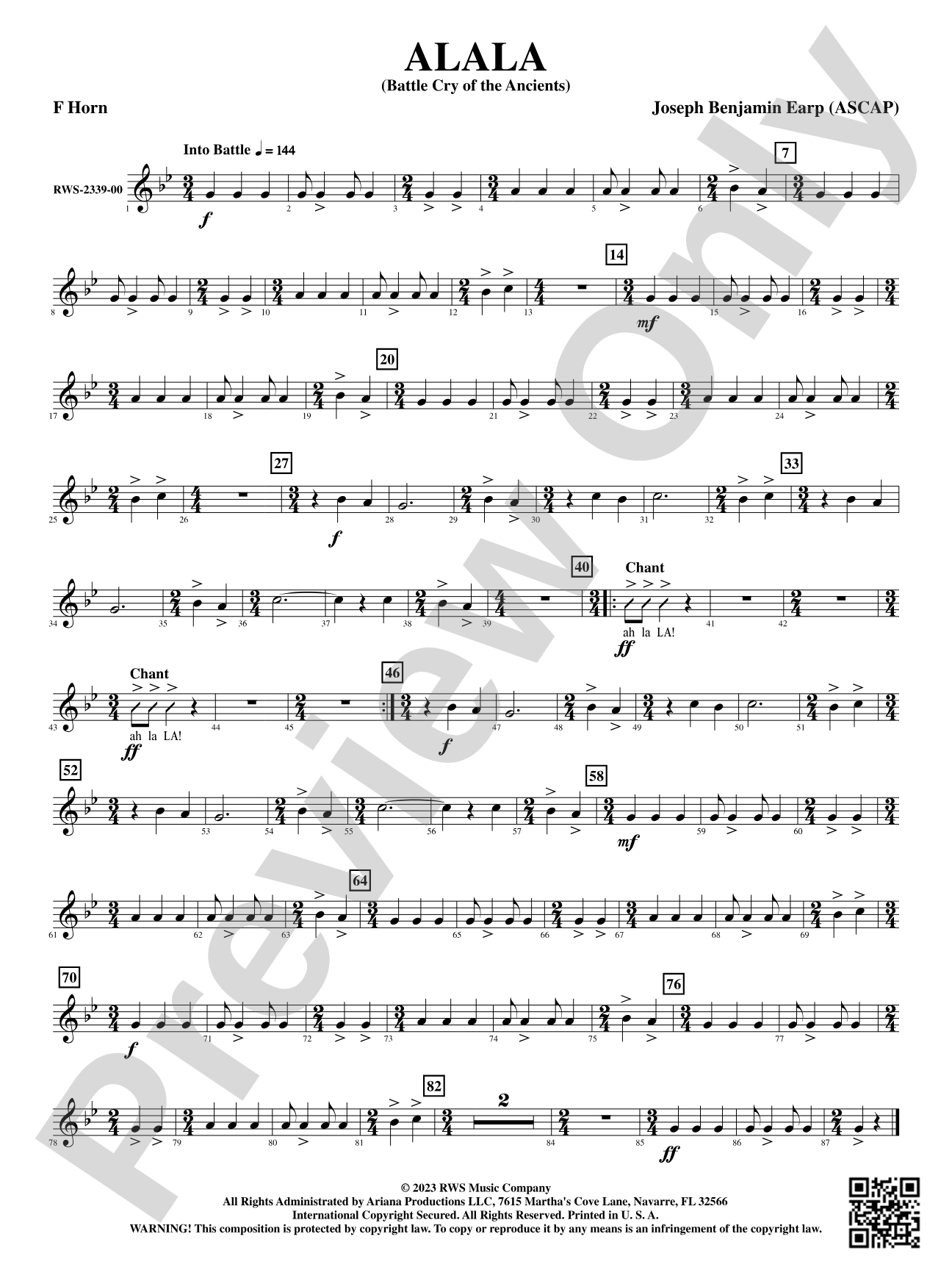 Alala - Battle Cry of the Ancients: 1st F Horn