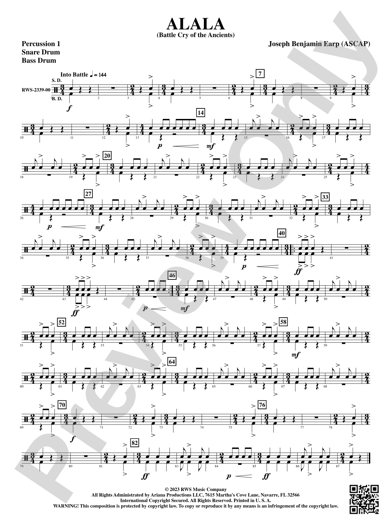 Alala - Battle Cry of the Ancients: 1st Percussion