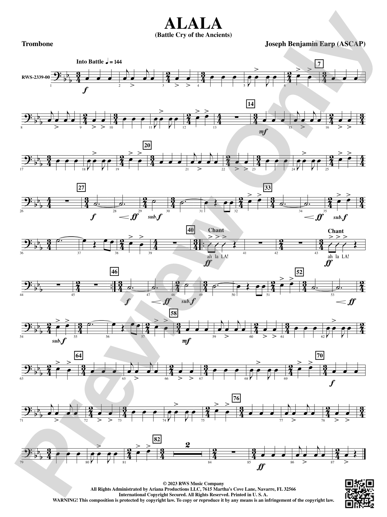 Alala - Battle Cry of the Ancients: 1st Trombone