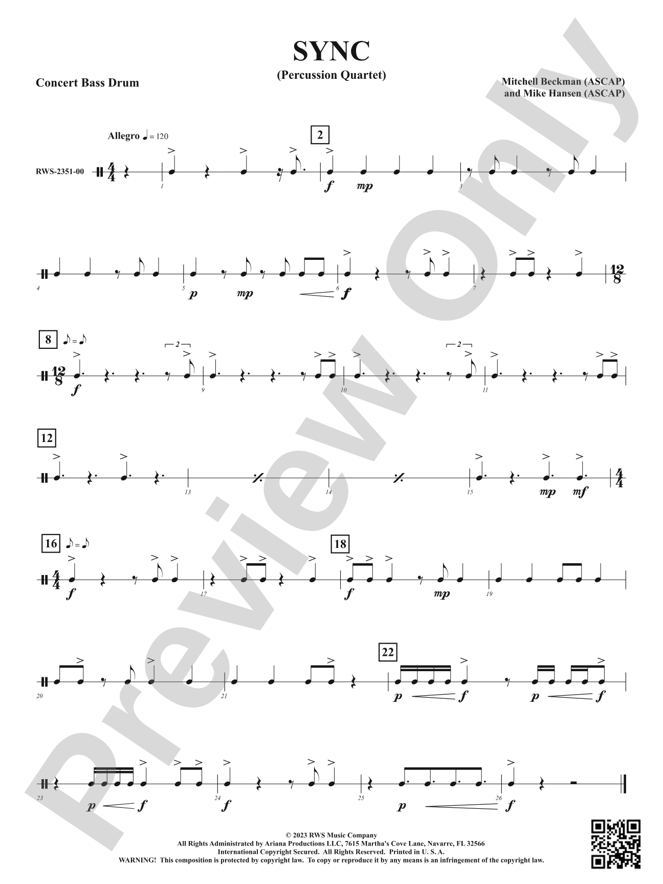 Sync - Percussion Quartet: Bass Drum
