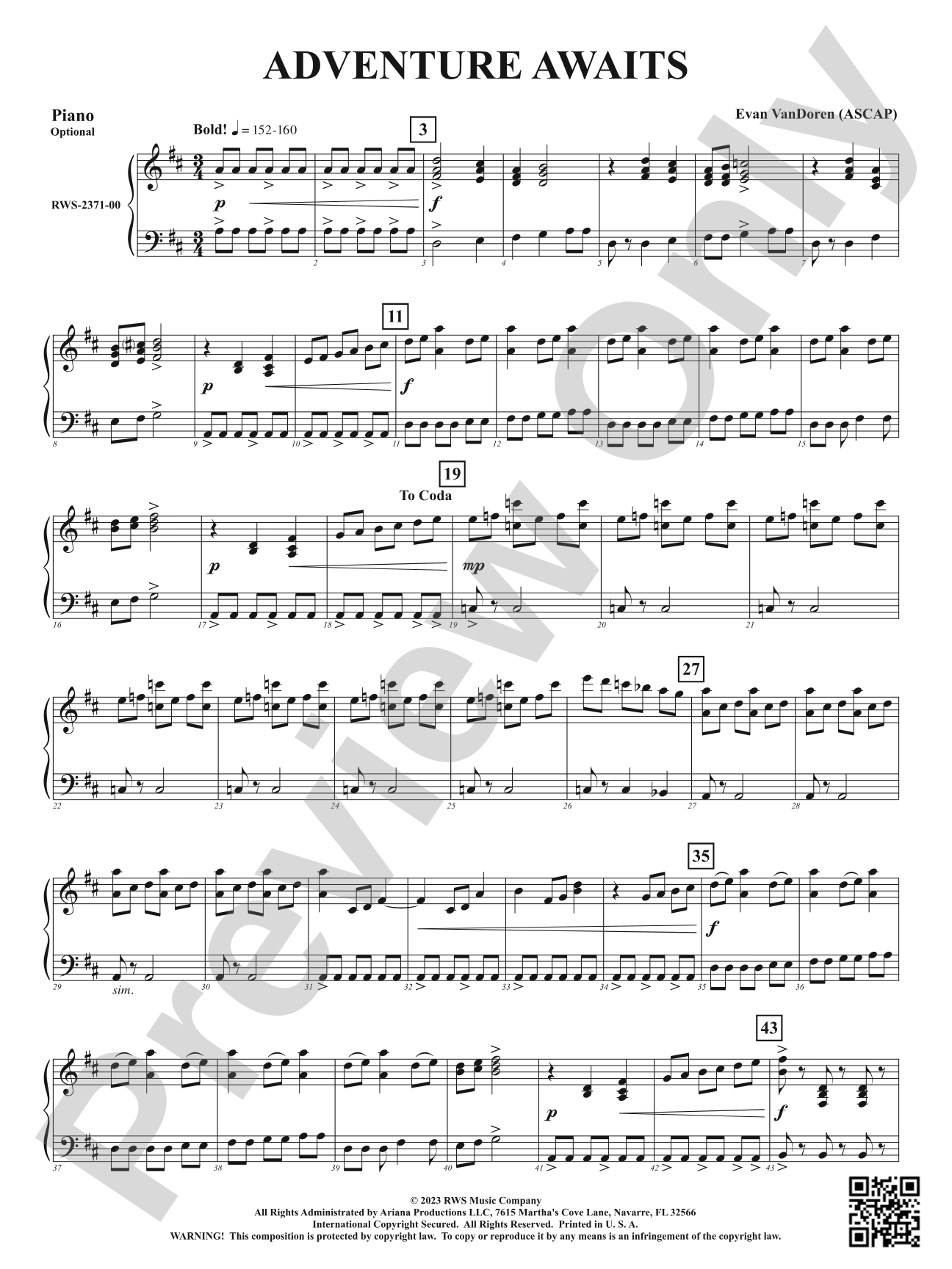 Adventure Awaits: Optional Piano