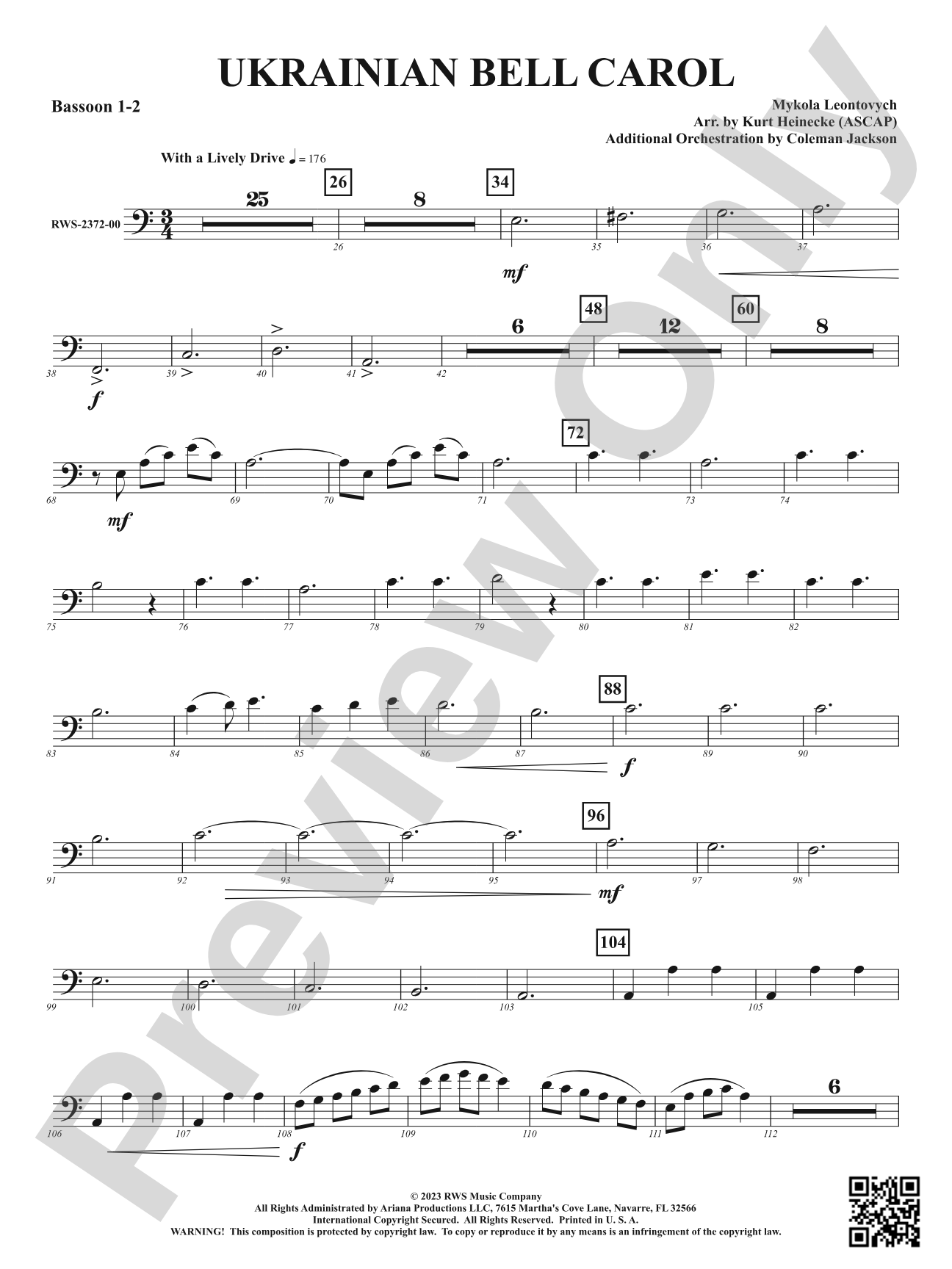 Ukrainian Bell Carol: 1st & 2nd Bassoon