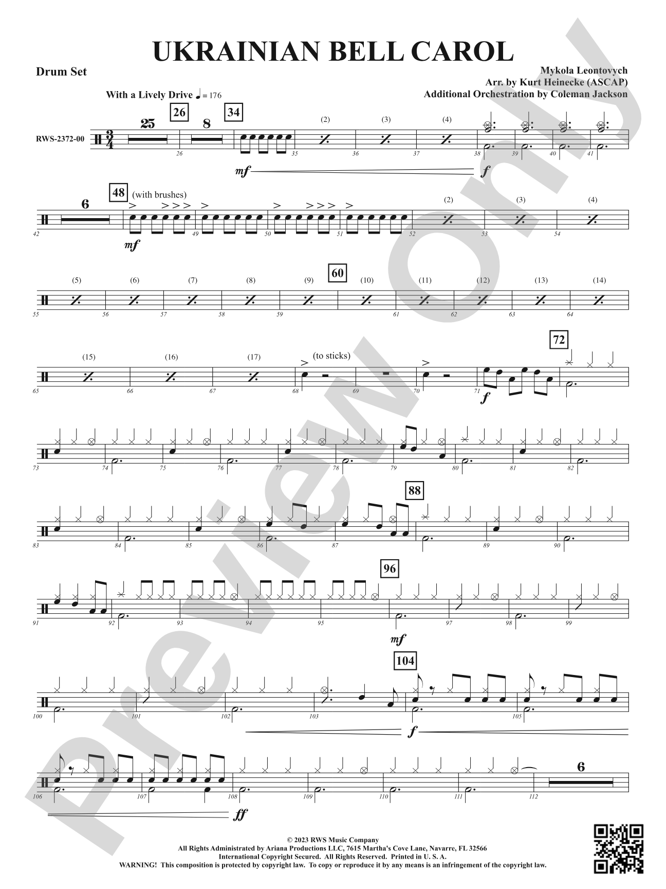 Ukrainian Bell Carol: Drumset