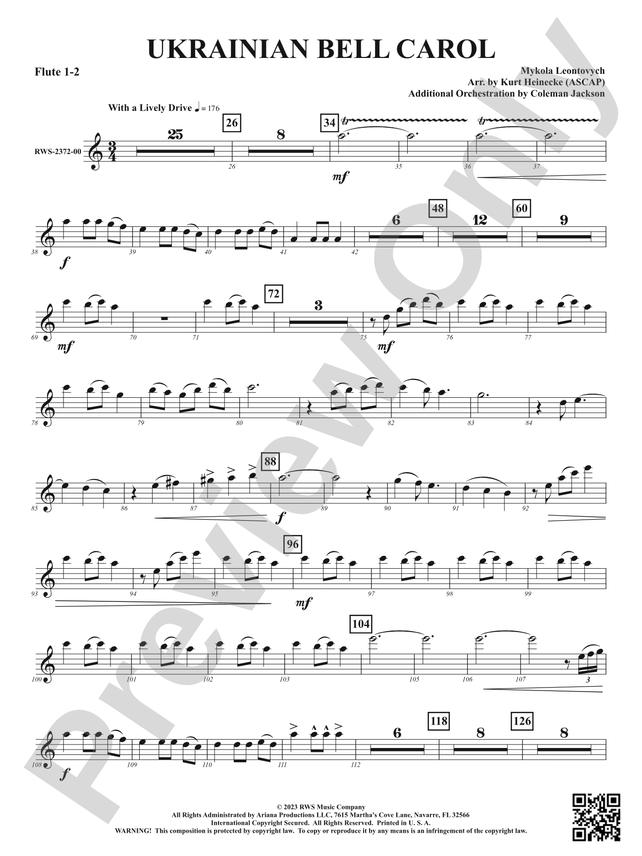 Ukrainian Bell Carol: 1st & 2nd Flute