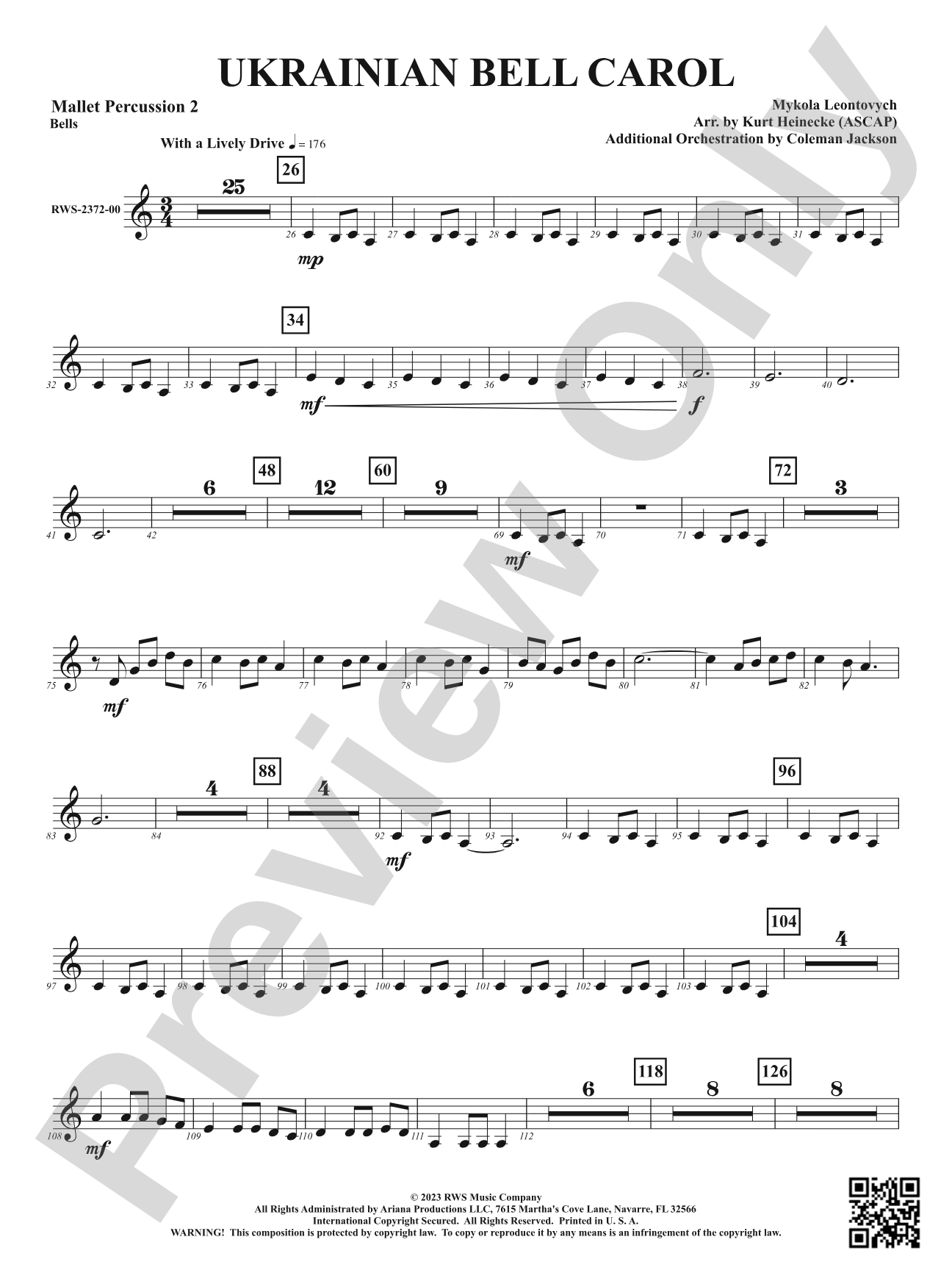 Ukrainian Bell Carol: 2nd Mallet Percussion