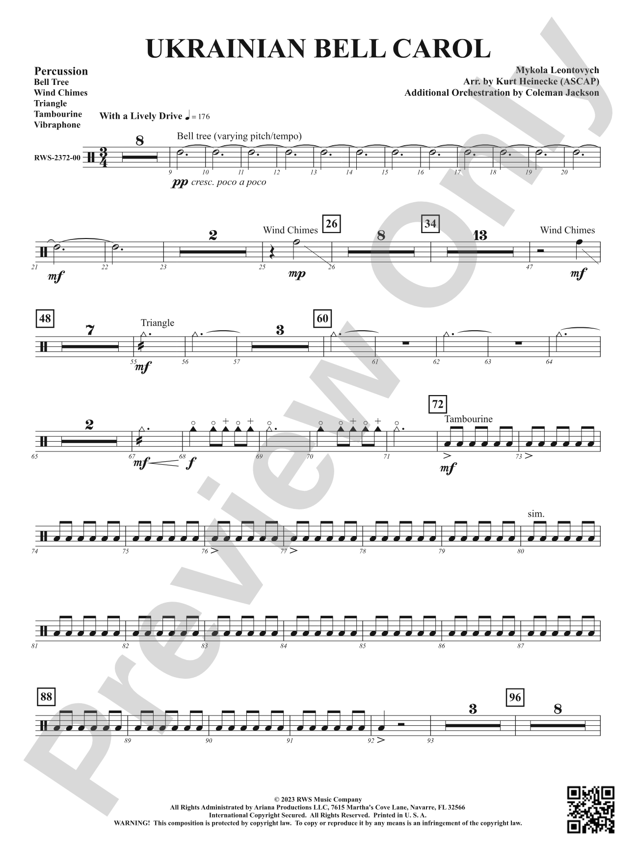 Ukrainian Bell Carol: 1st Percussion