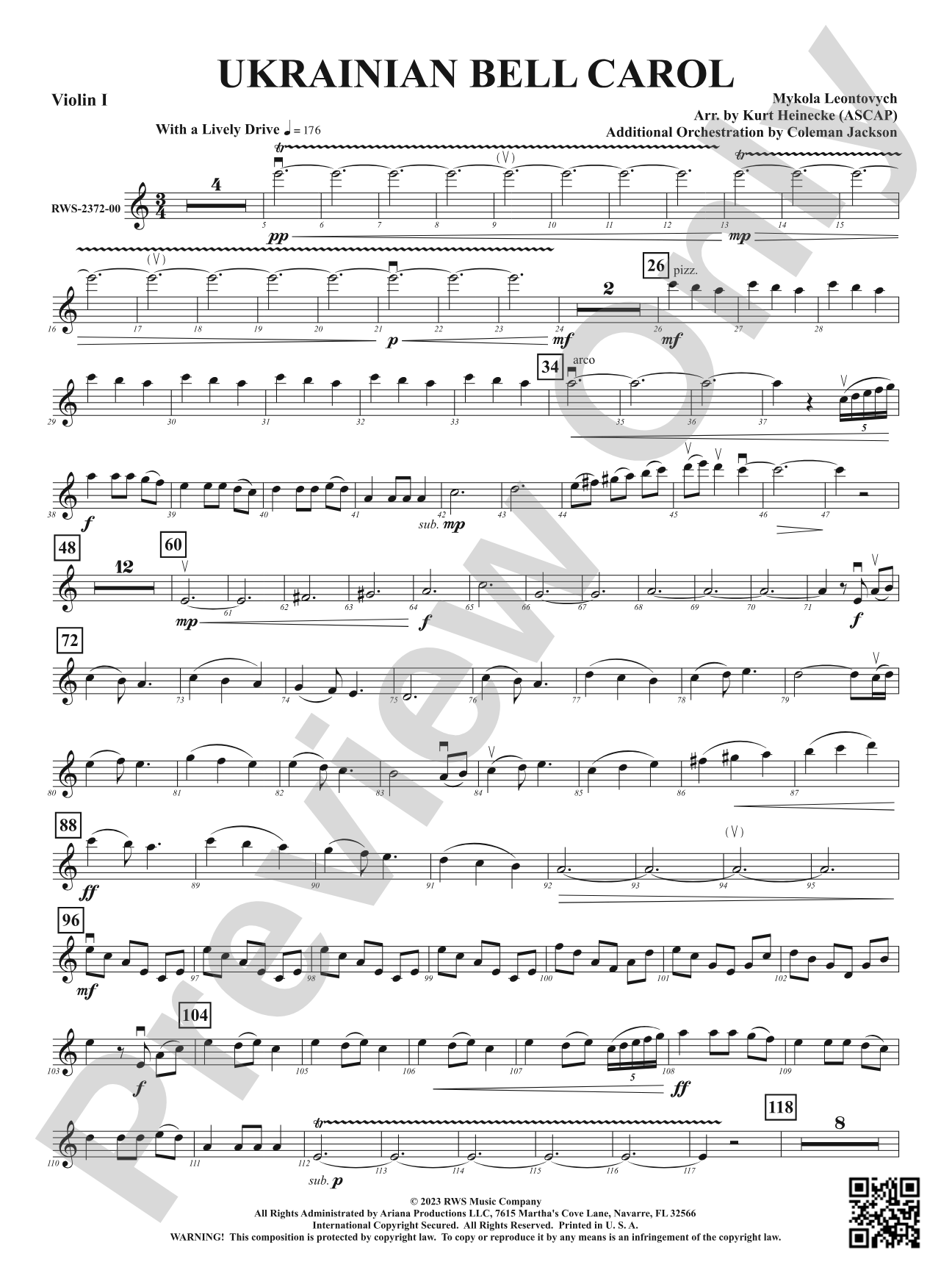 Ukrainian Bell Carol: 1st Violin