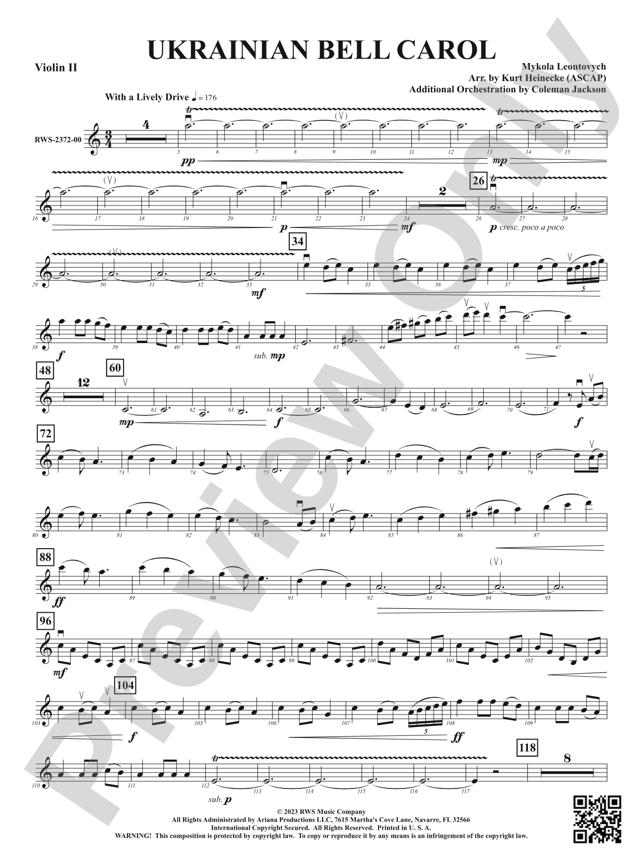 Ukrainian Bell Carol: 2nd Violin