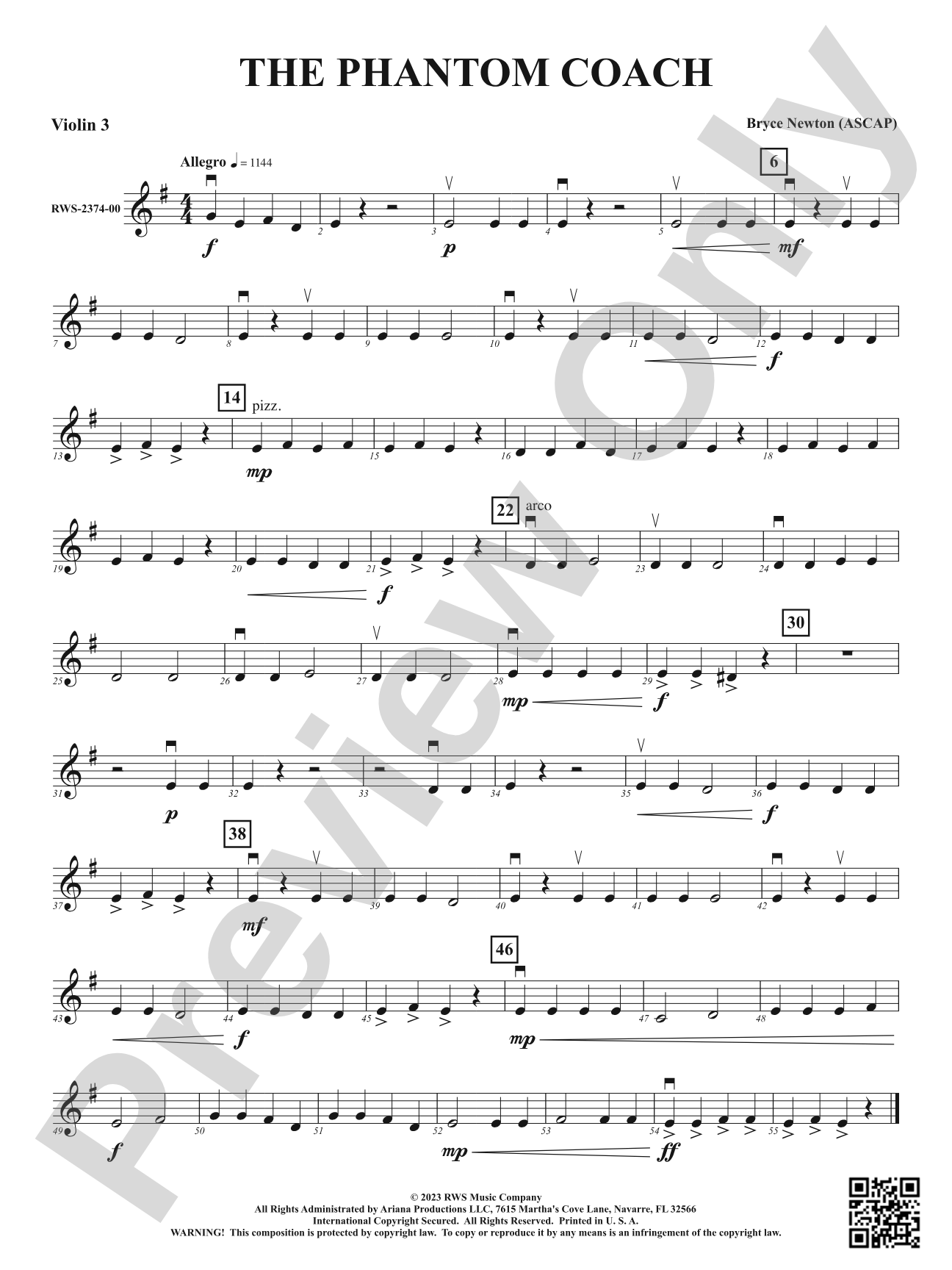 The Phantom Coach: 3rd Violin