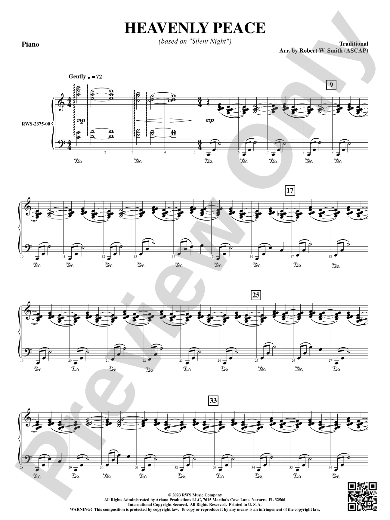 Heavenly Peace - Based on "Silent Night": Piano