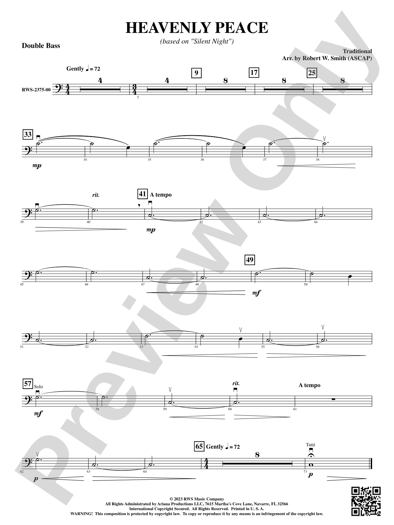 Heavenly Peace - Based on "Silent Night": String Bass