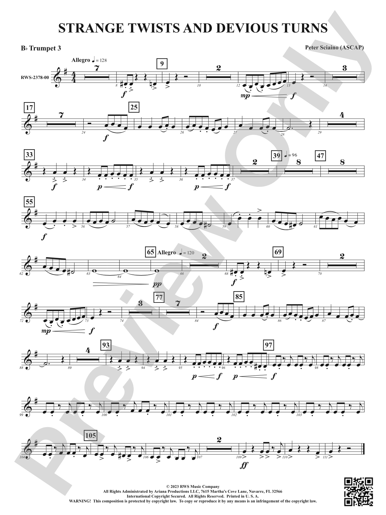 Strange Twists and Devious Turns: 3rd B-flat Trumpet