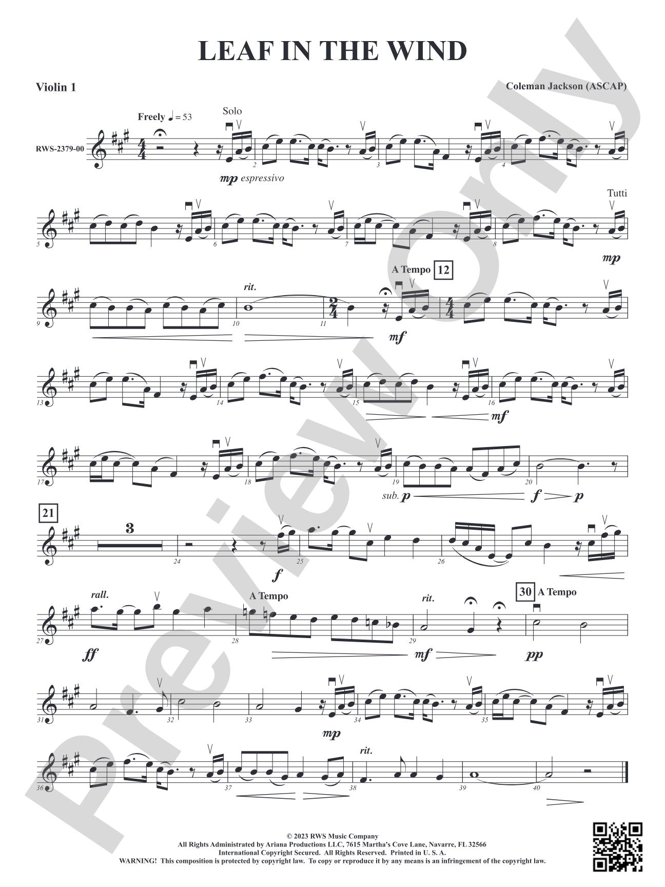 Leaf in the Wind: 1st Violin