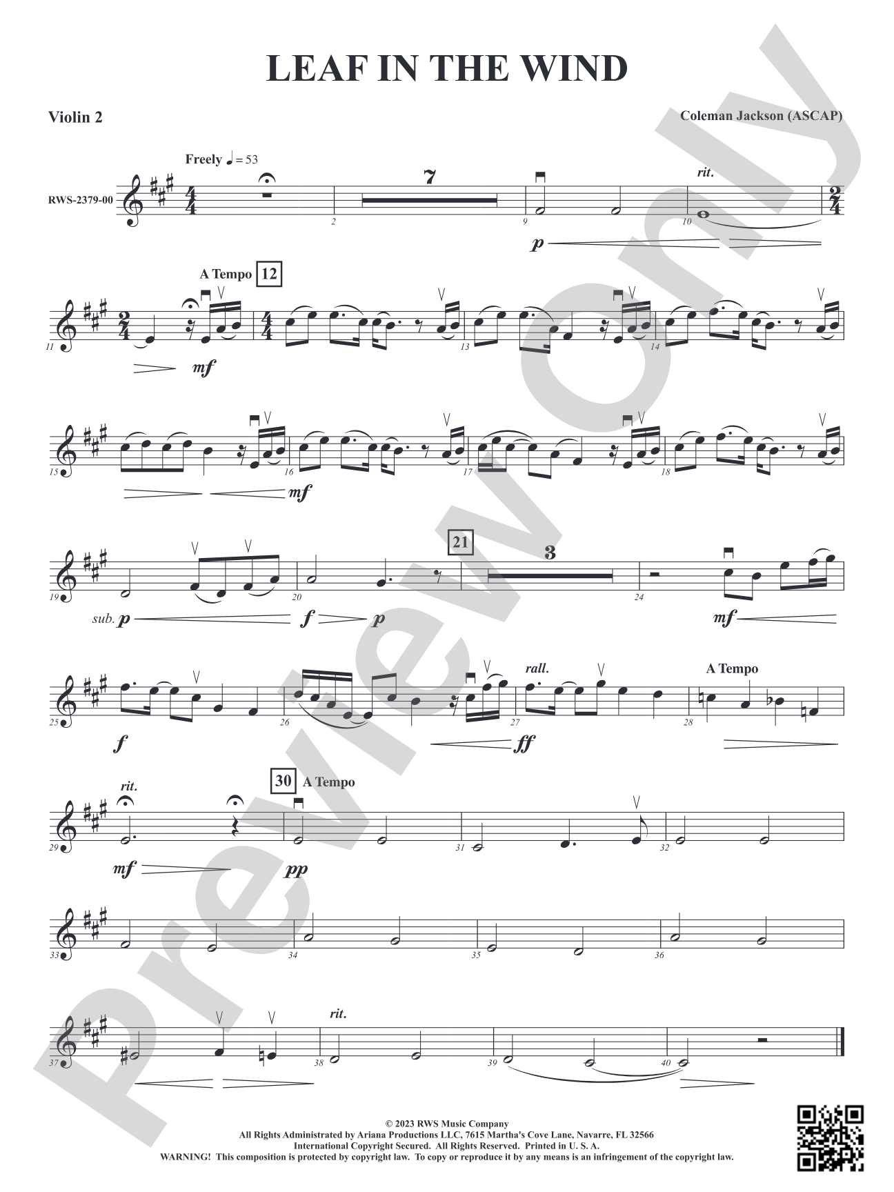 Leaf in the Wind: 2nd Violin