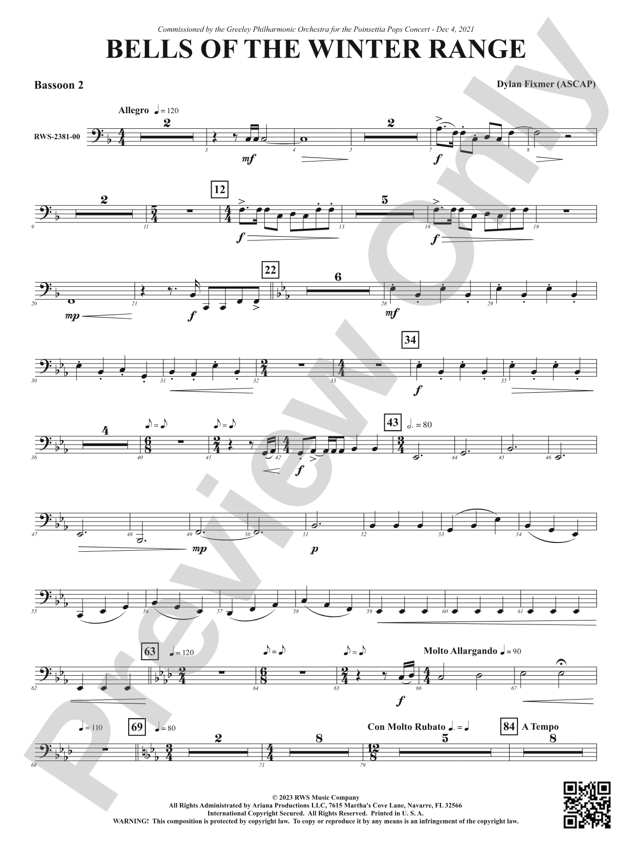 Bells of the Winter Range: 2nd Bassoon