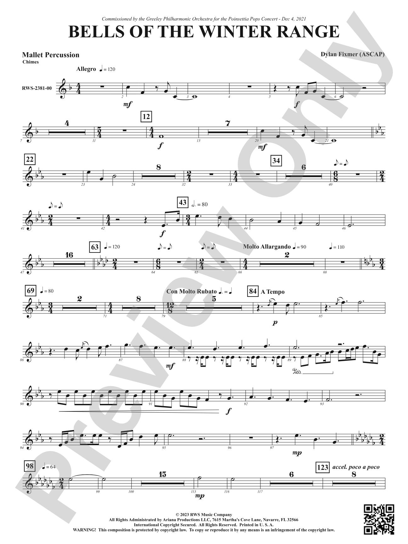 Bells of the Winter Range: 1st Mallet Percussion