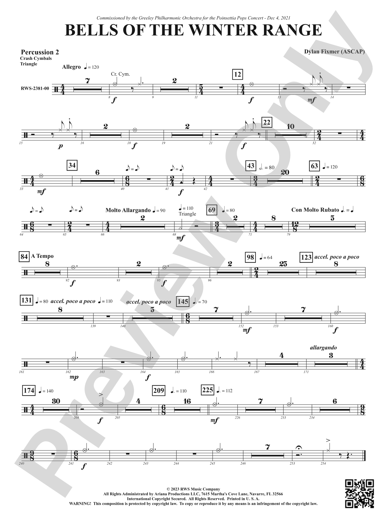 Bells of the Winter Range: 2nd Percussion