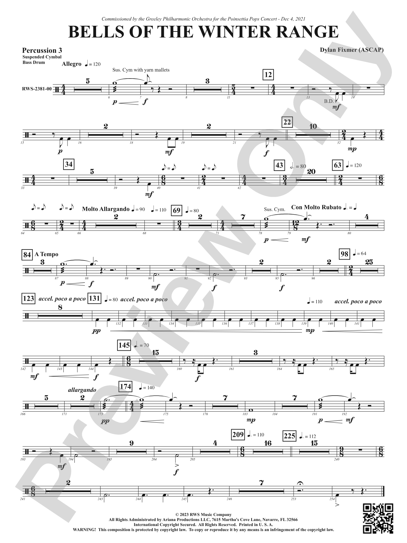 Bells of the Winter Range: 3rd Percussion