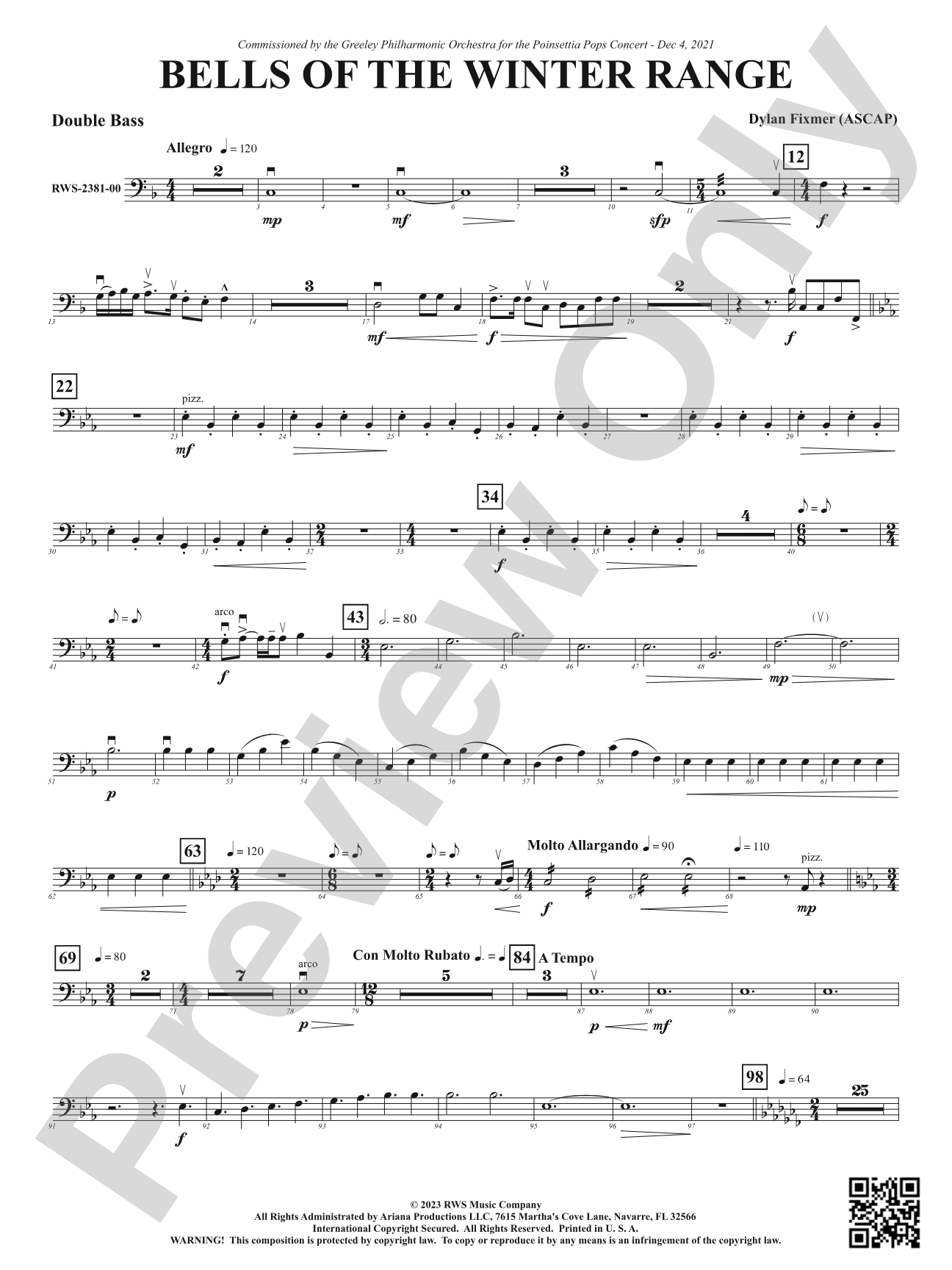 Bells of the Winter Range: String Bass