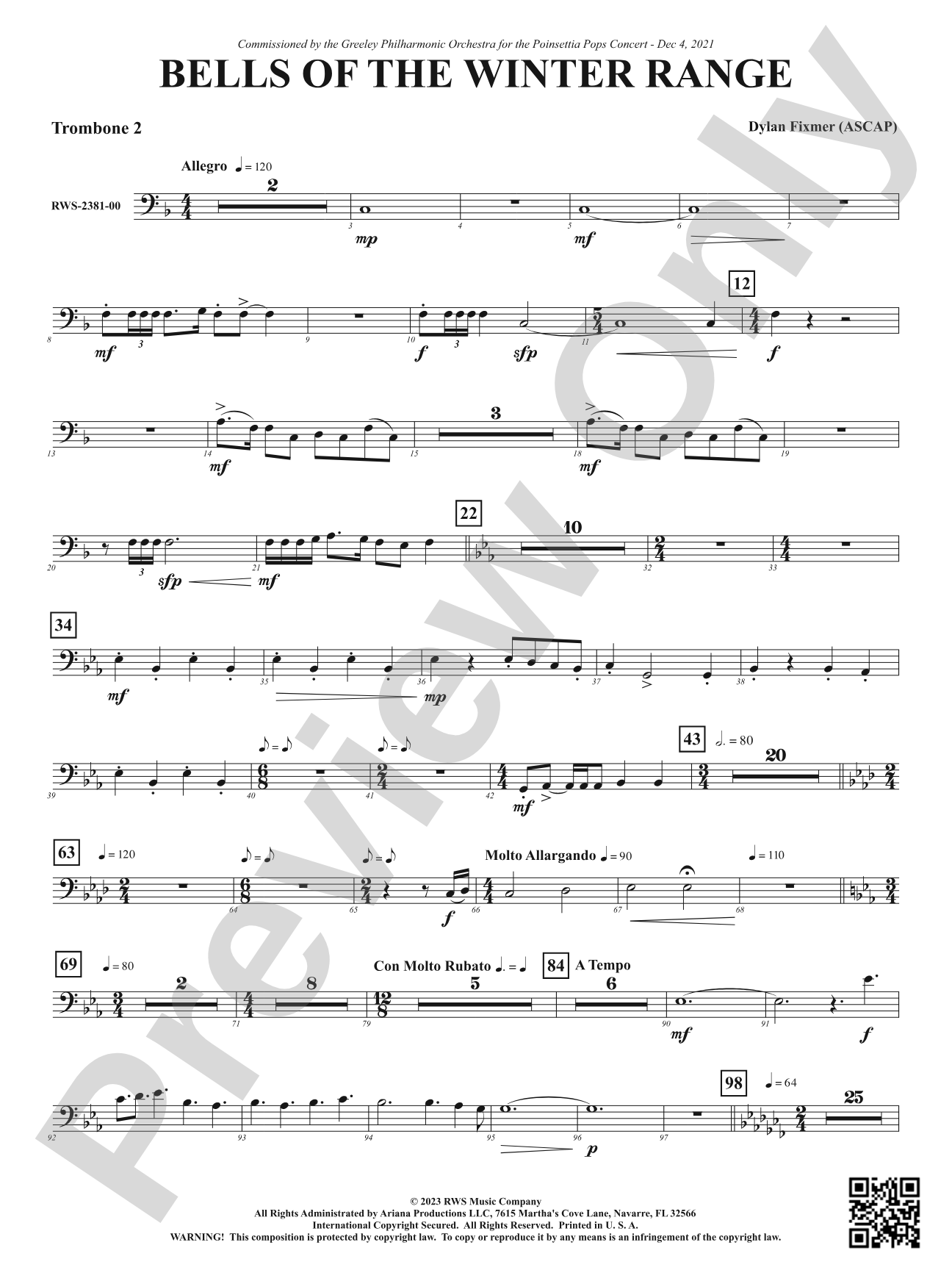 Bells of the Winter Range: 2nd Trombone