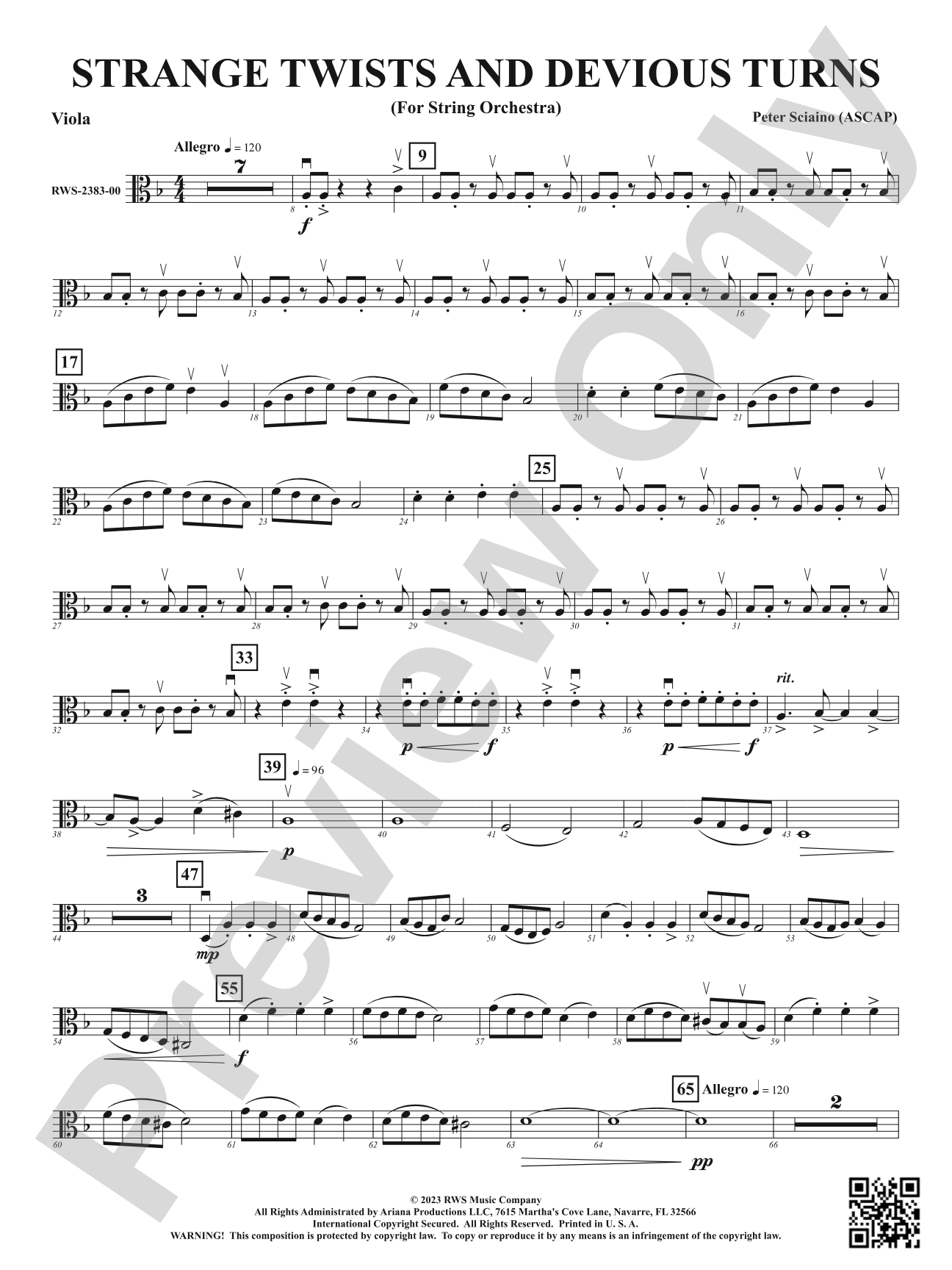 Strange Twists and Devious Turns - For String Orchestra: Viola