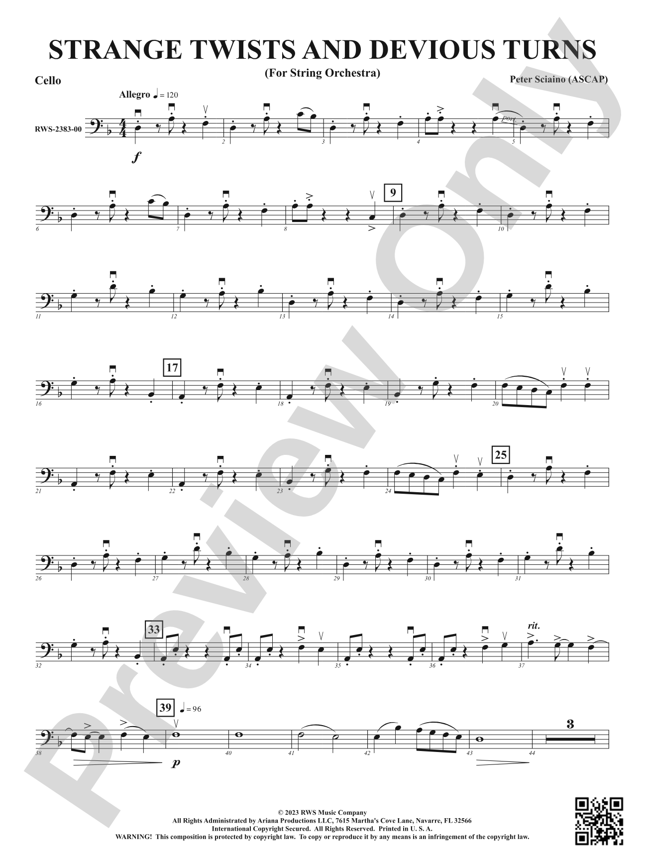Strange Twists and Devious Turns - For String Orchestra: Cello