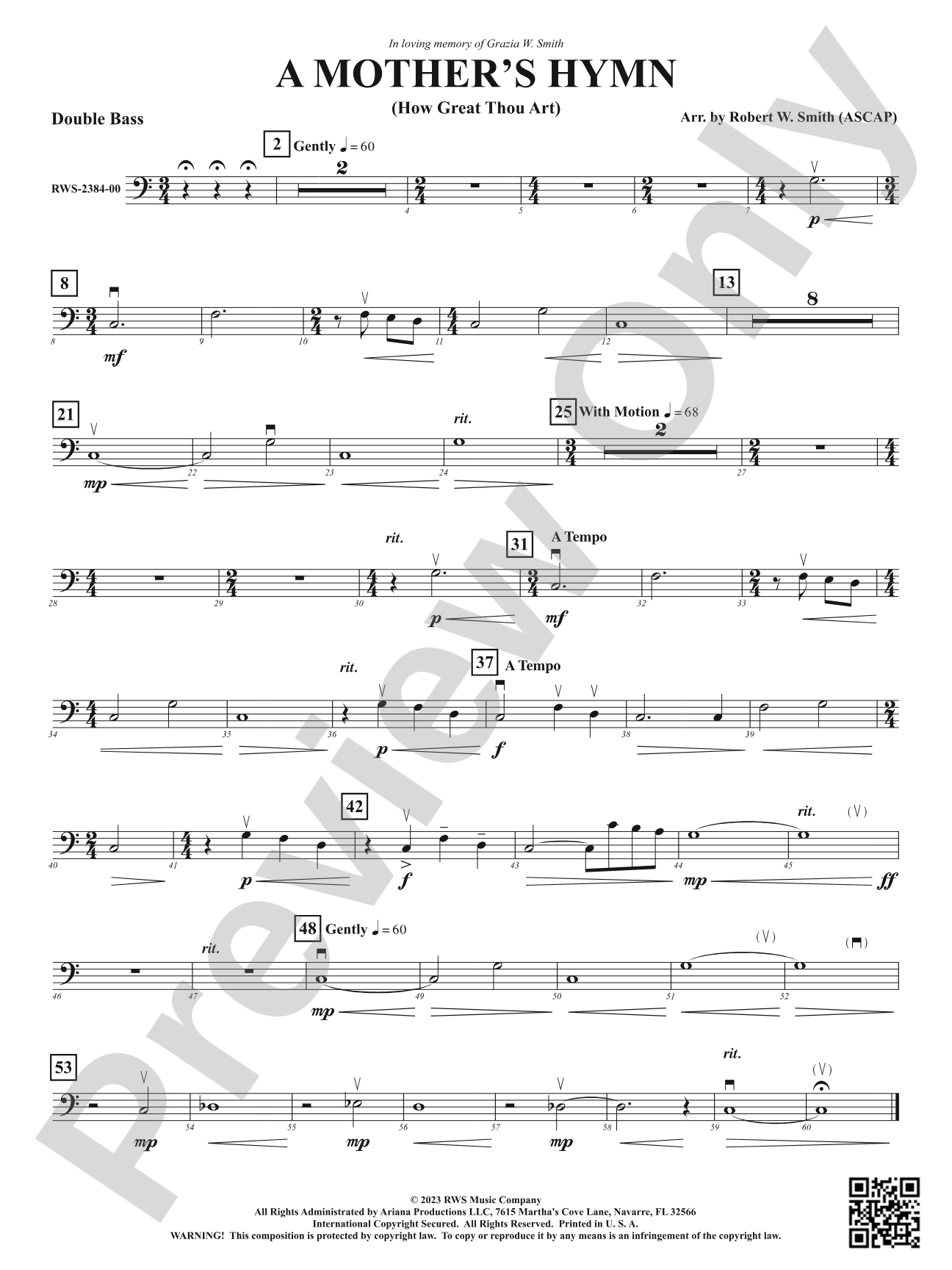 A Mother's Hymn - How Great Thou Art: String Bass