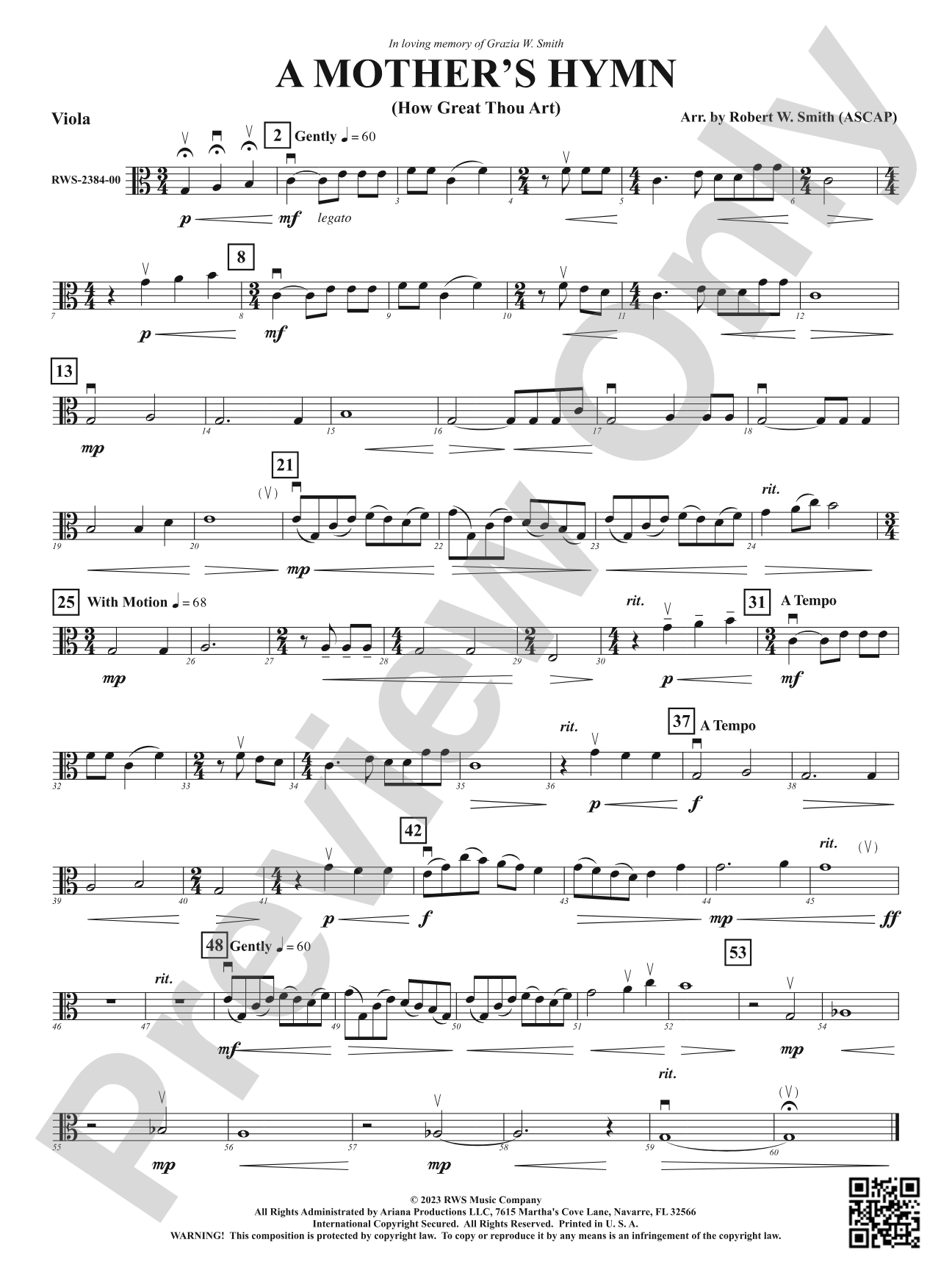 A Mother's Hymn - How Great Thou Art: Viola