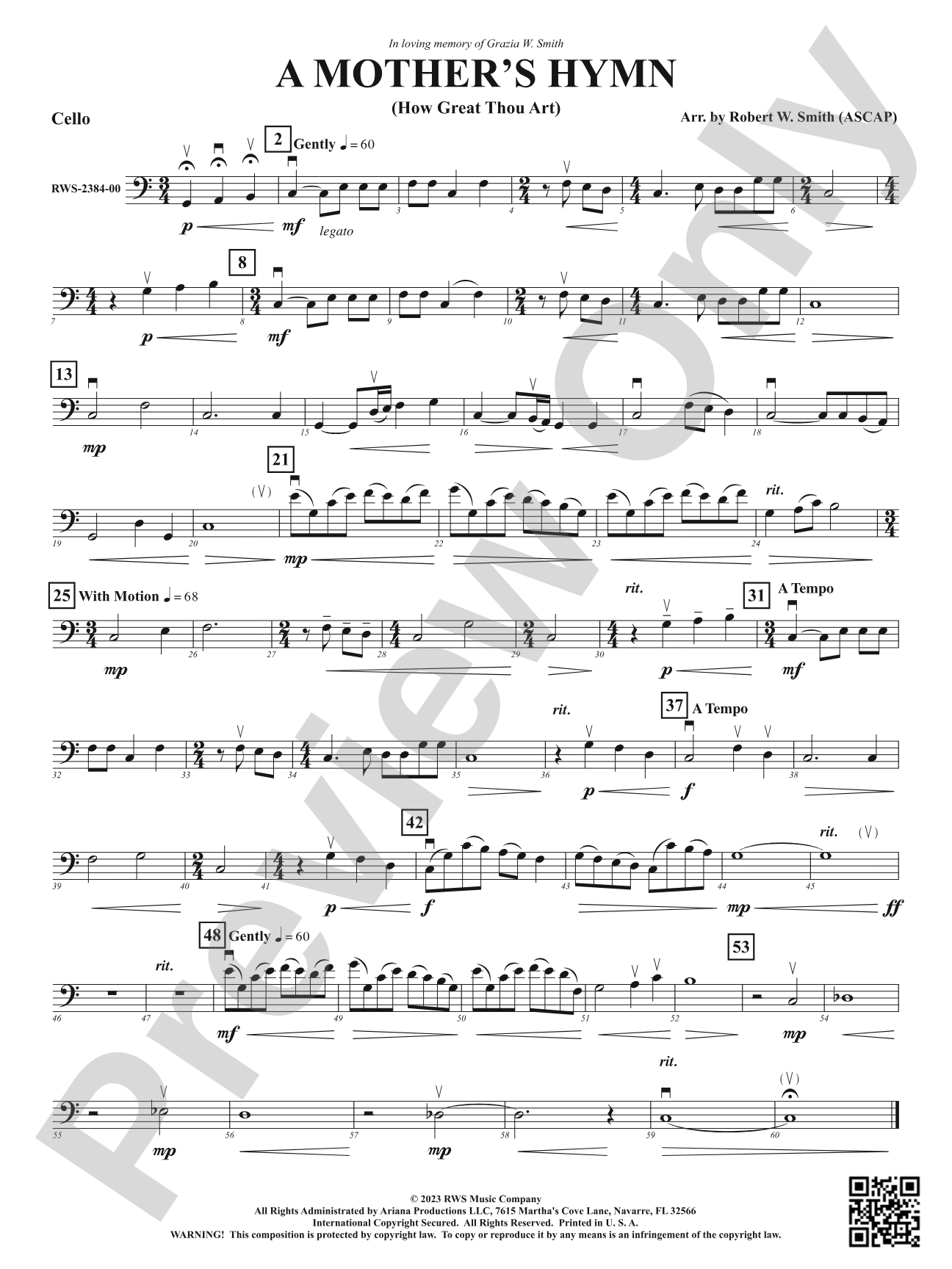 A Mother's Hymn - How Great Thou Art: Cello