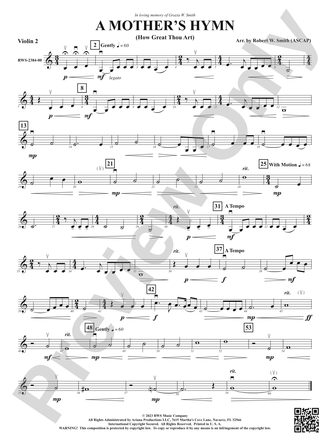 A Mother's Hymn - How Great Thou Art: 2nd Violin