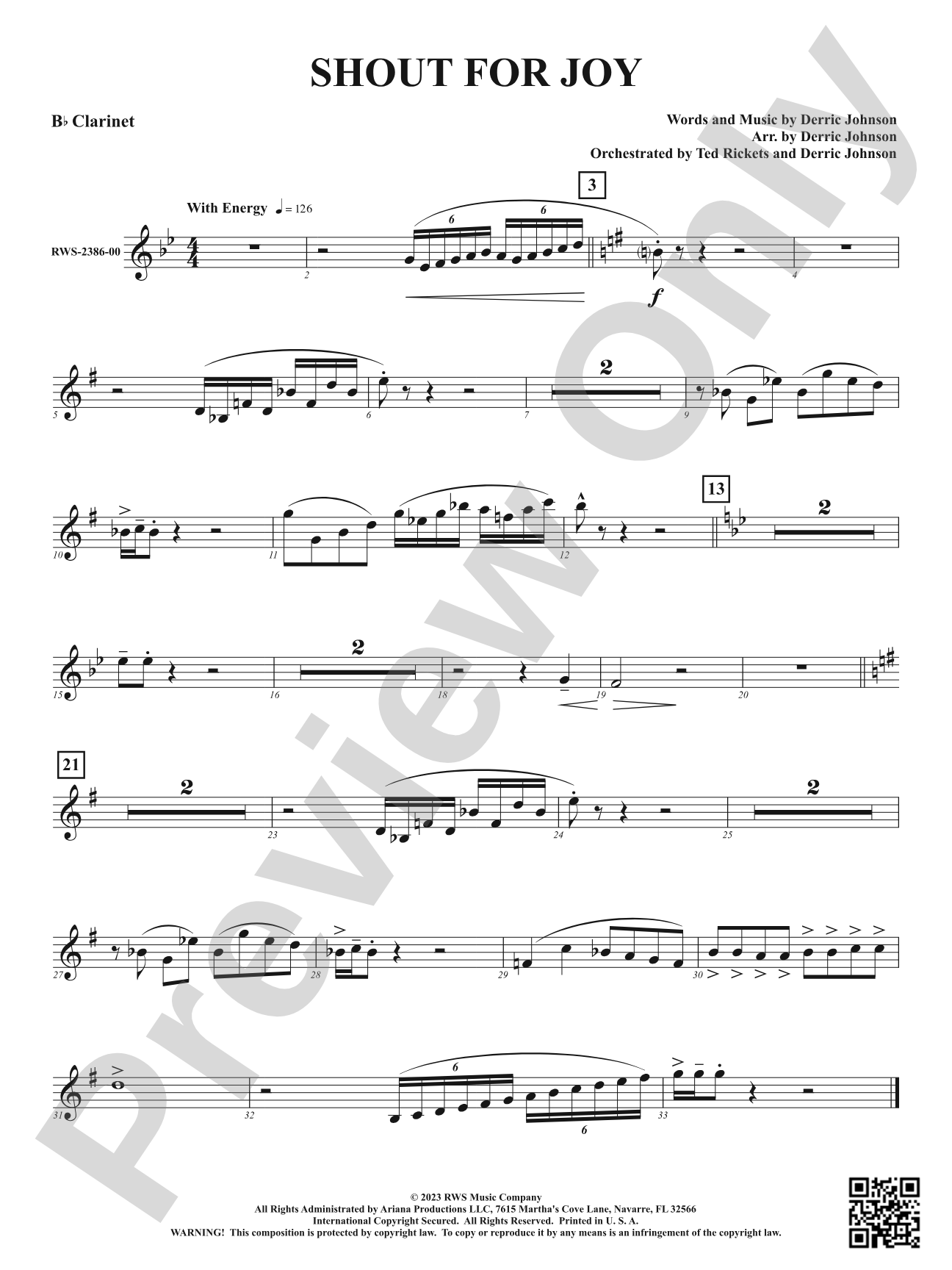 Shout for Joy: 1st B-flat Clarinet