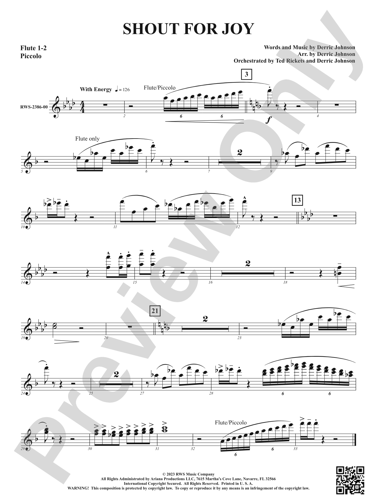 Shout for Joy: 1st, 2nd Flute, and Piccolo