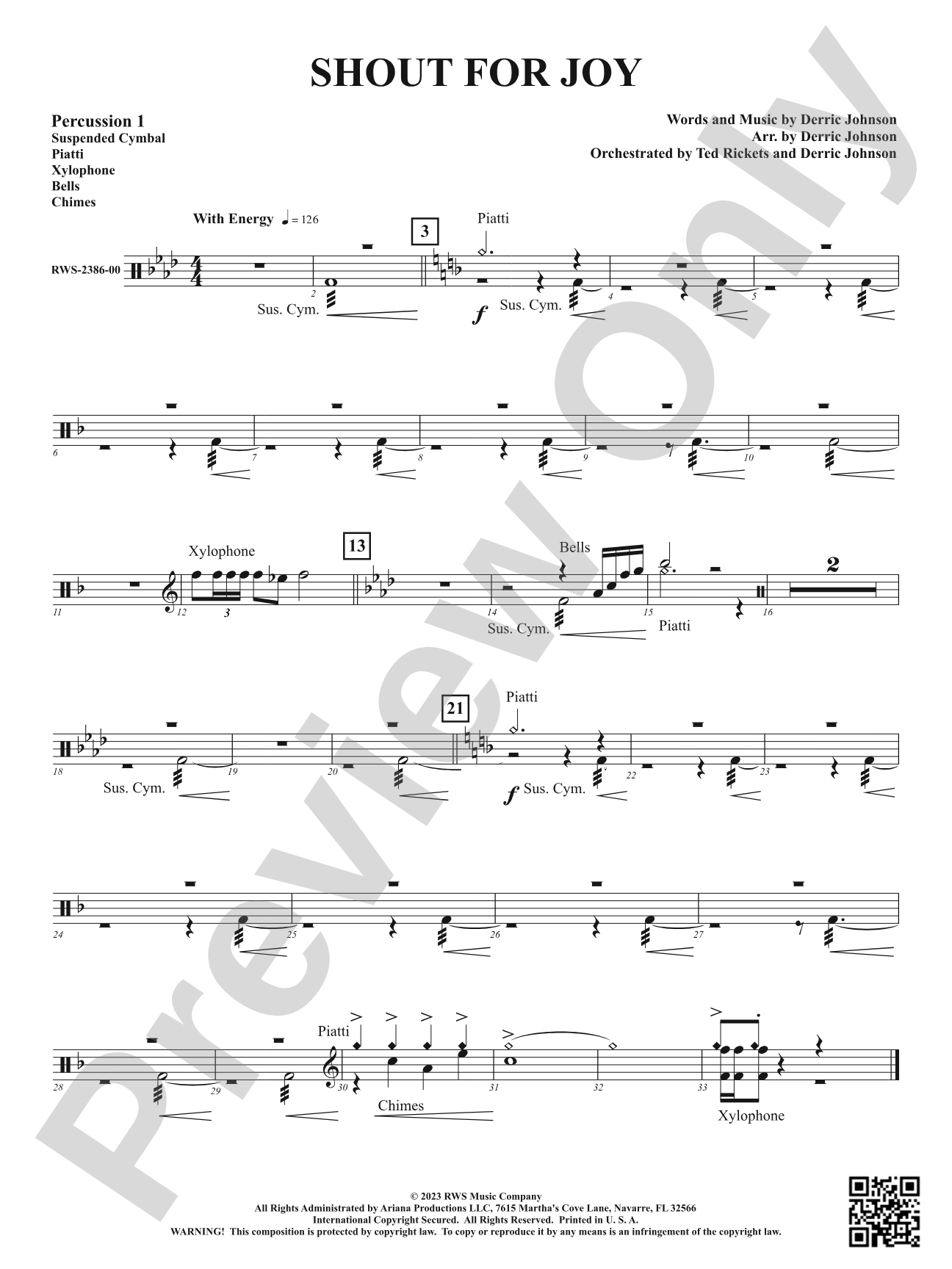 Shout for Joy: 1st Percussion
