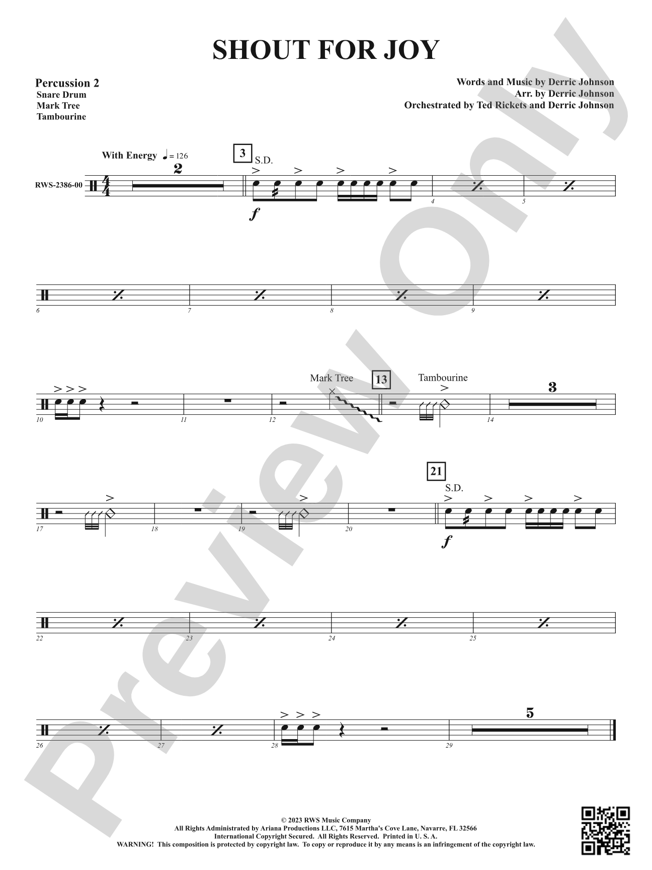Shout for Joy: 2nd Percussion
