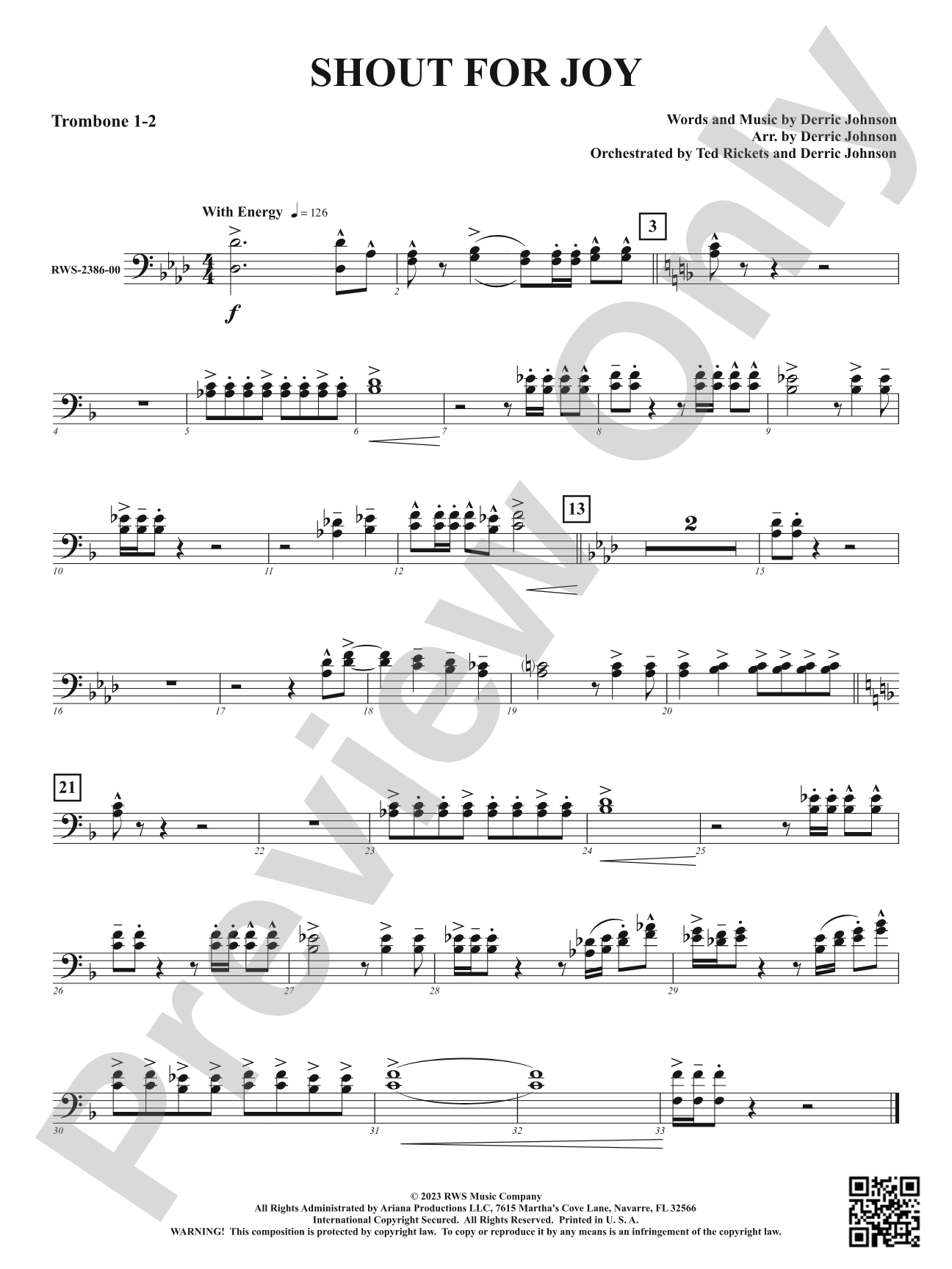 Shout for Joy: 1st & 2nd Trombones