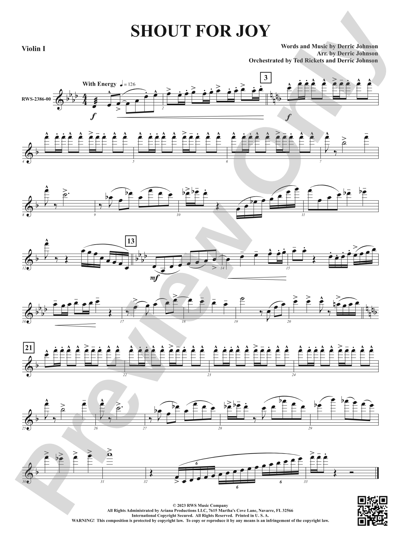 Shout for Joy: 1st Violin