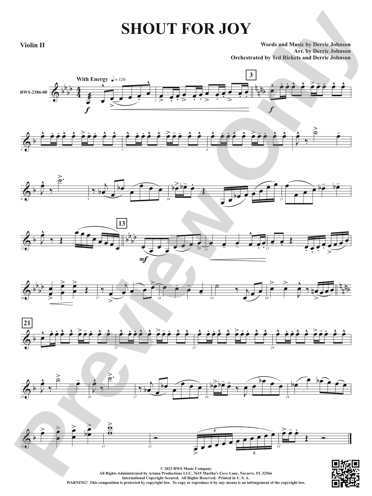 Shout for Joy: 2nd Violin