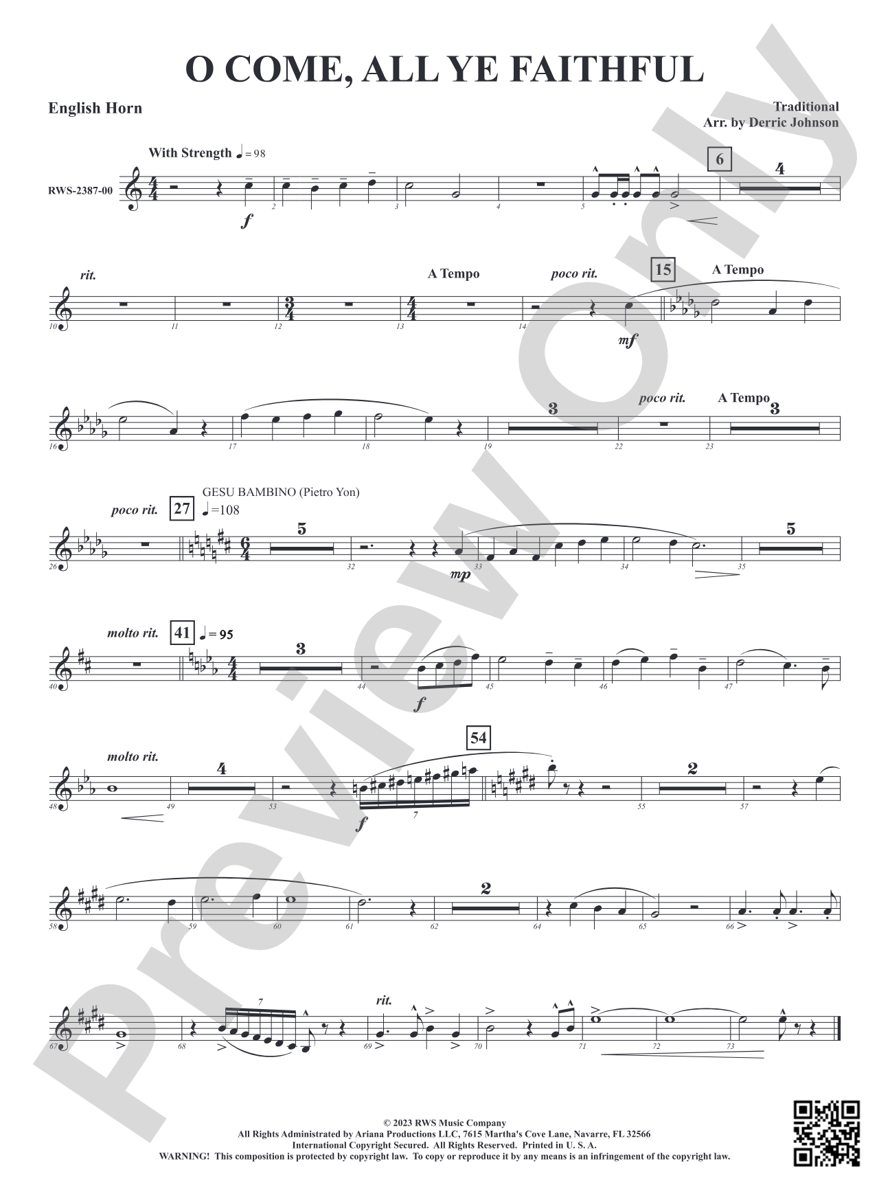 O Come, All Ye Faithful: English Horn
