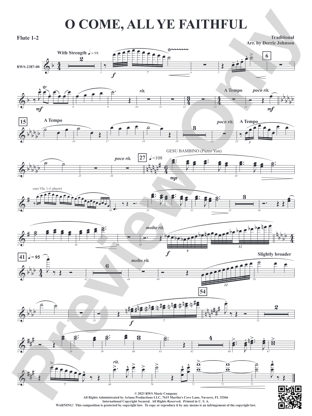 O Come, All Ye Faithful: 1st & 2nd Flute