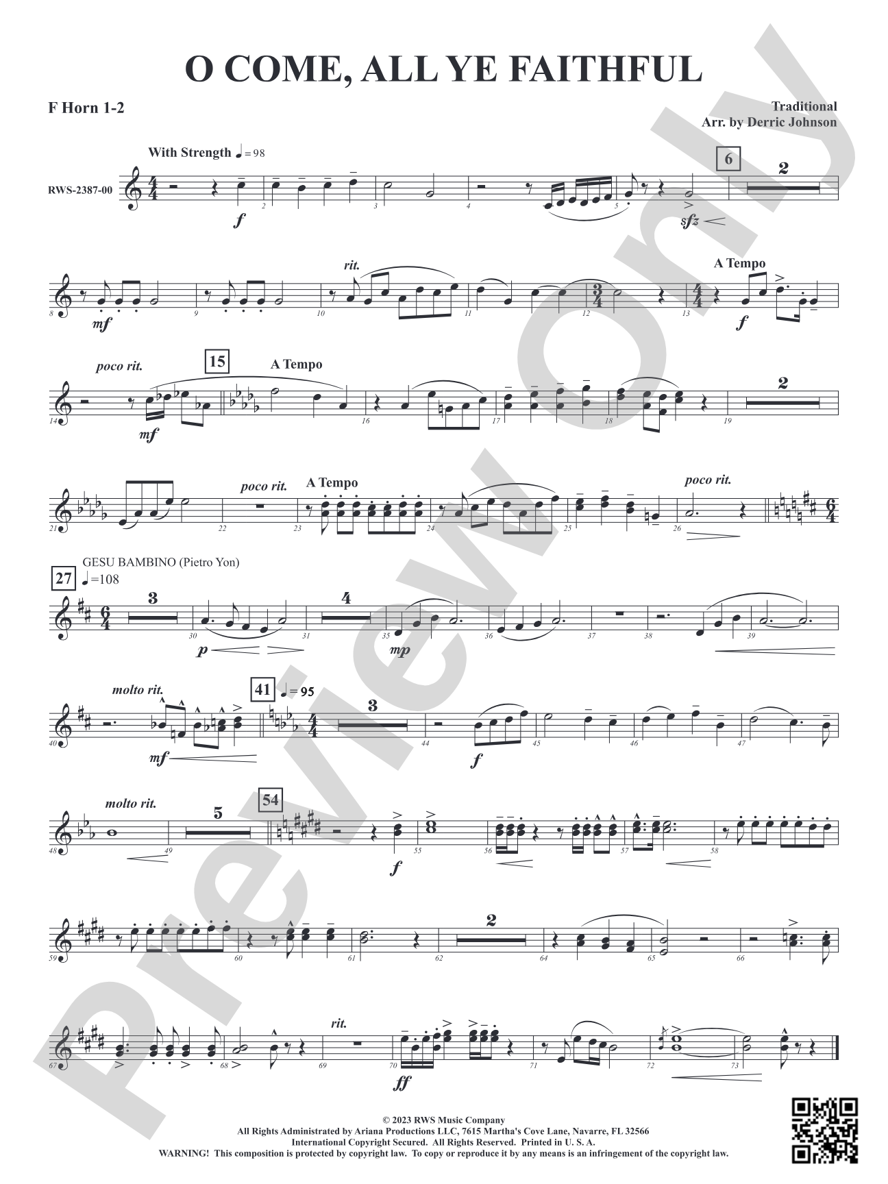 O Come, All Ye Faithful: 1st & 2nd F Horns