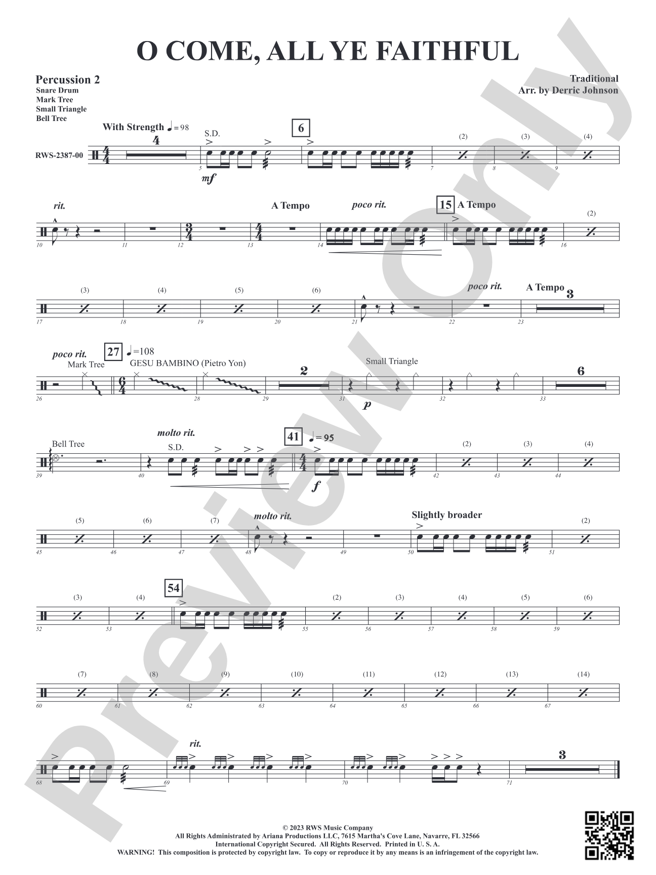 O Come, All Ye Faithful: 2nd Percussion