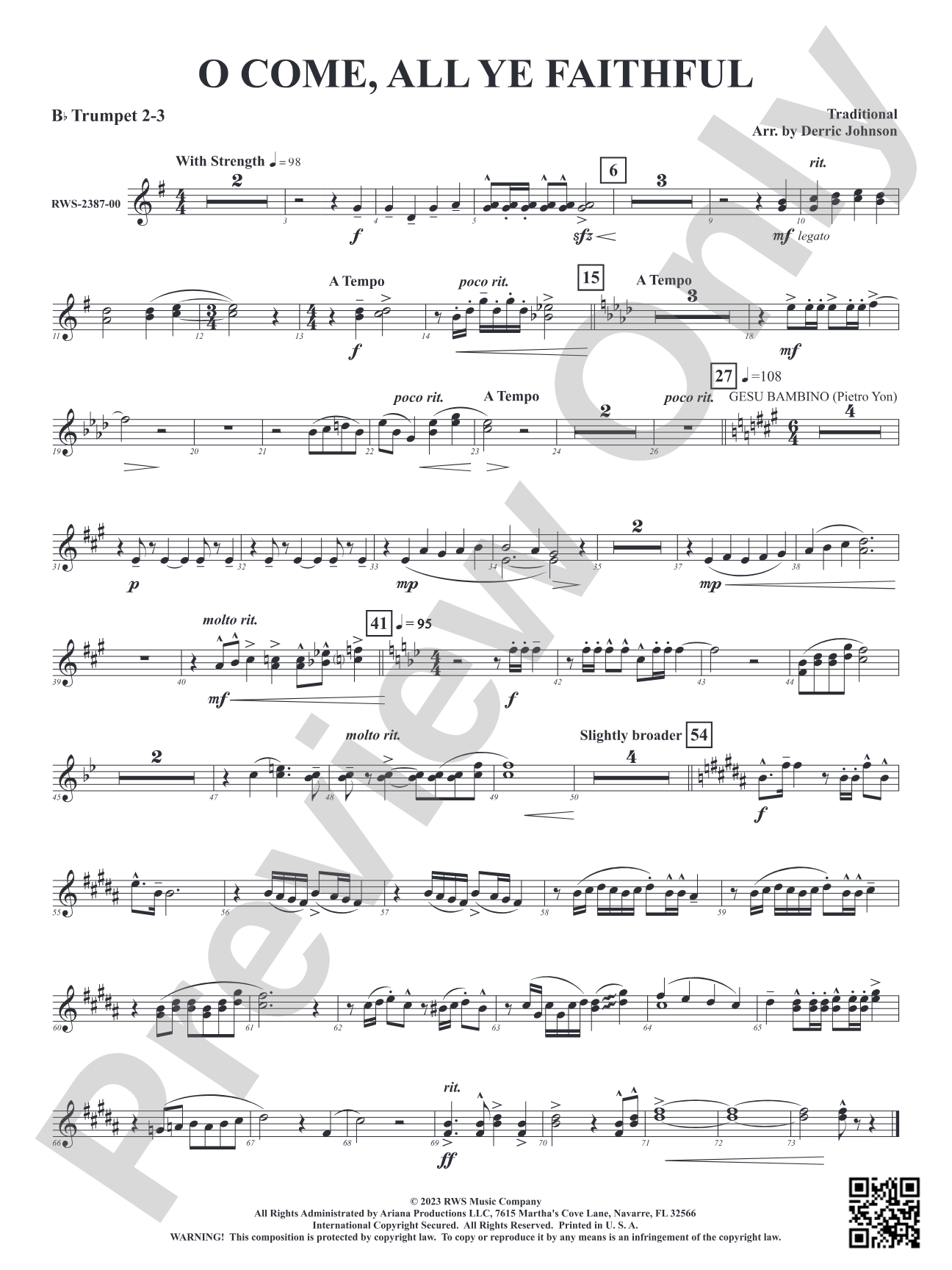 O Come, All Ye Faithful: 2nd & 3rd Trumpet