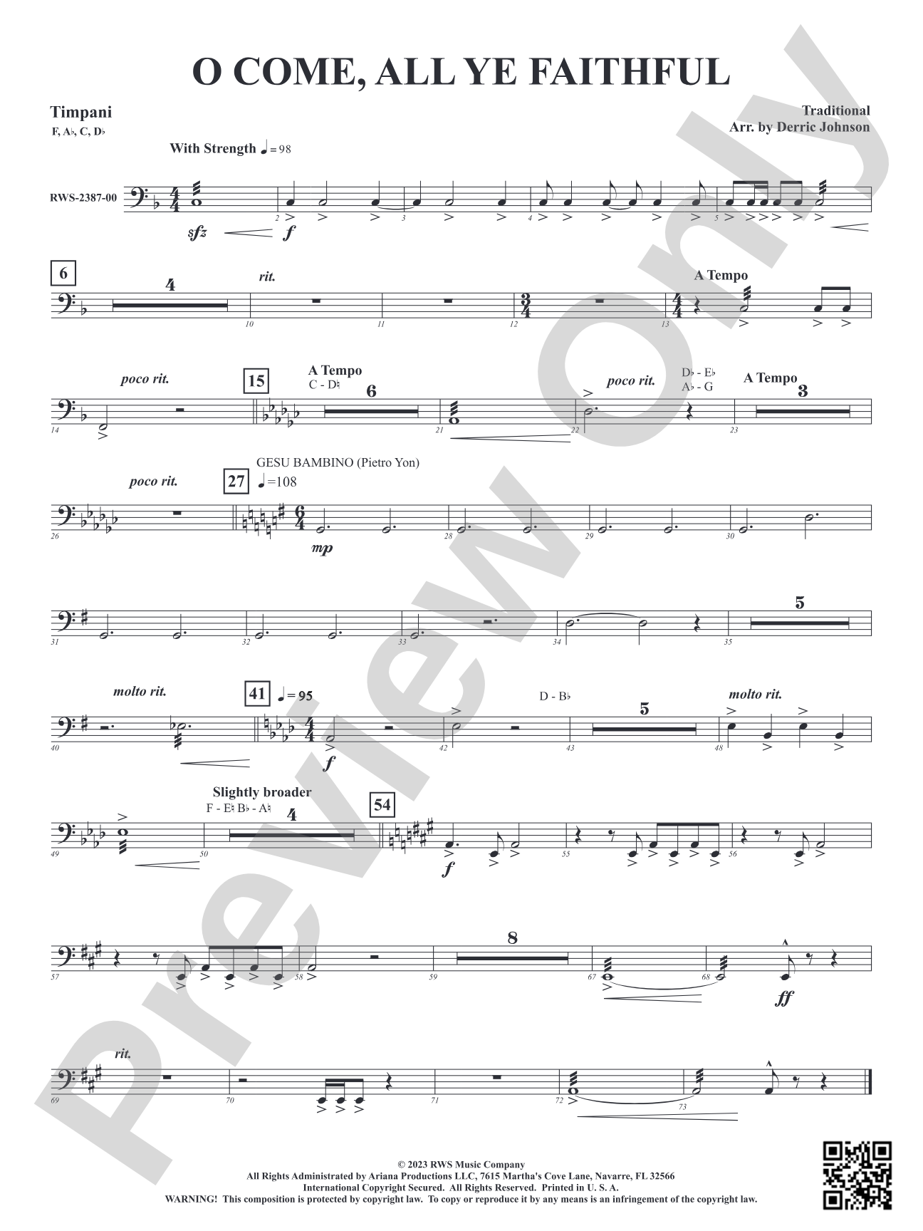 O Come, All Ye Faithful: Timpani