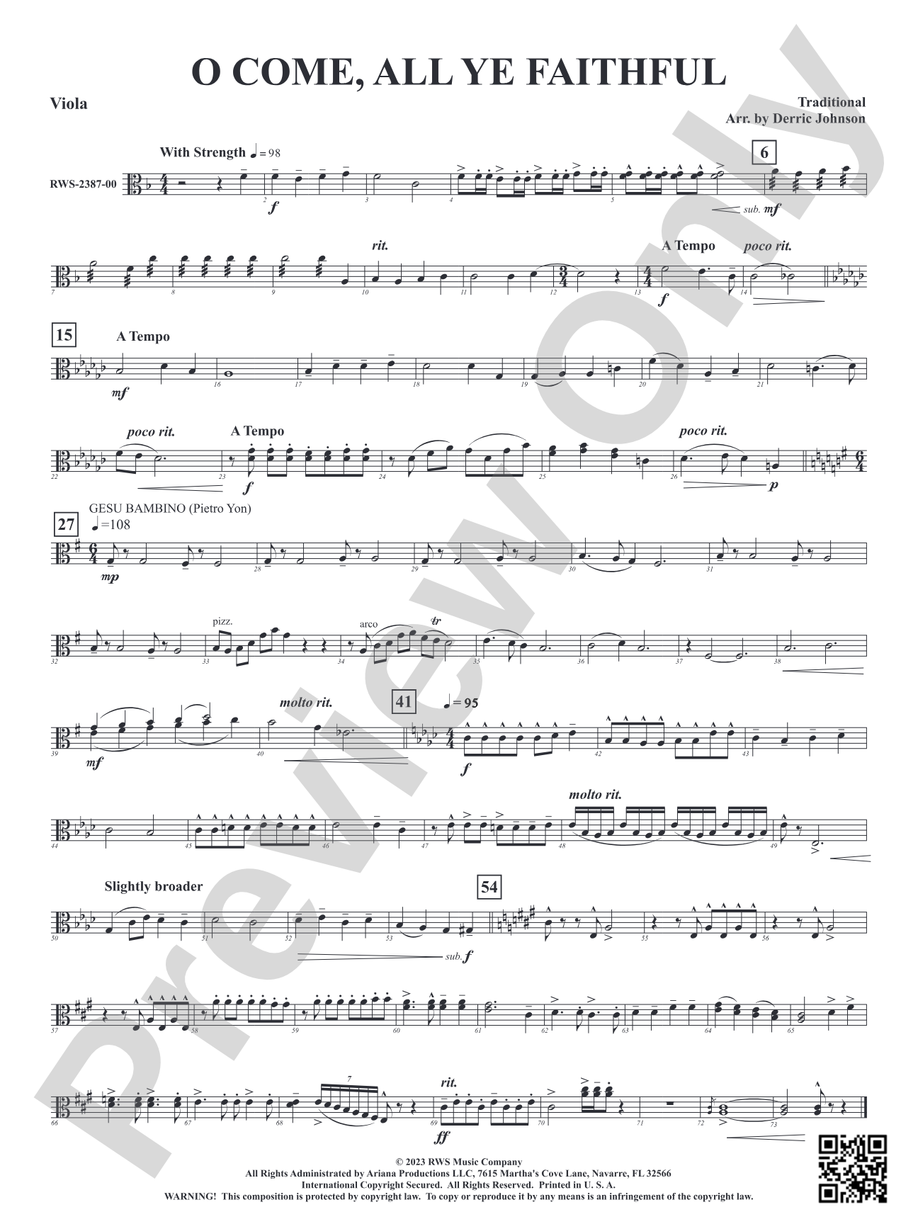 O Come, All Ye Faithful: Viola