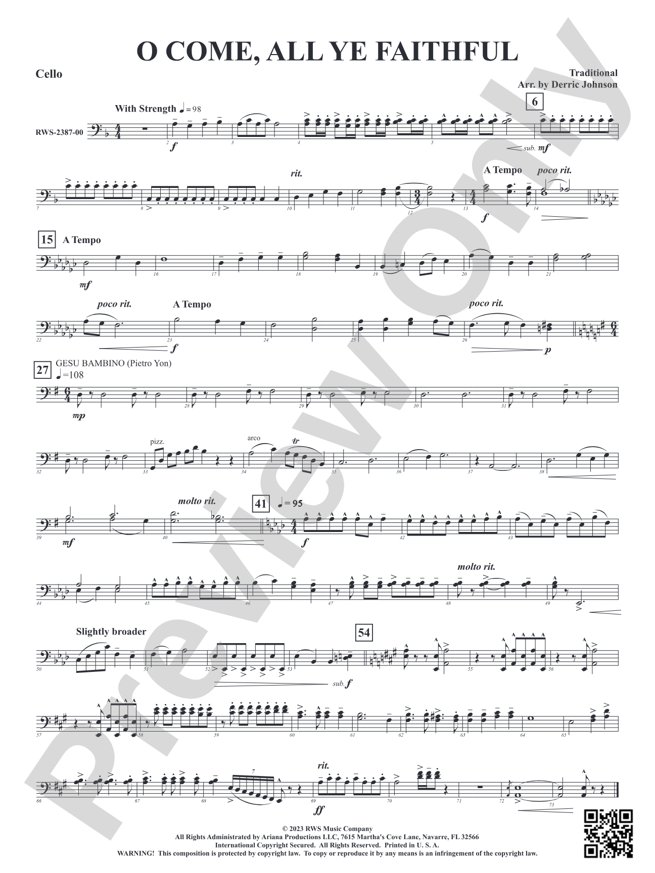 O Come, All Ye Faithful: Cello