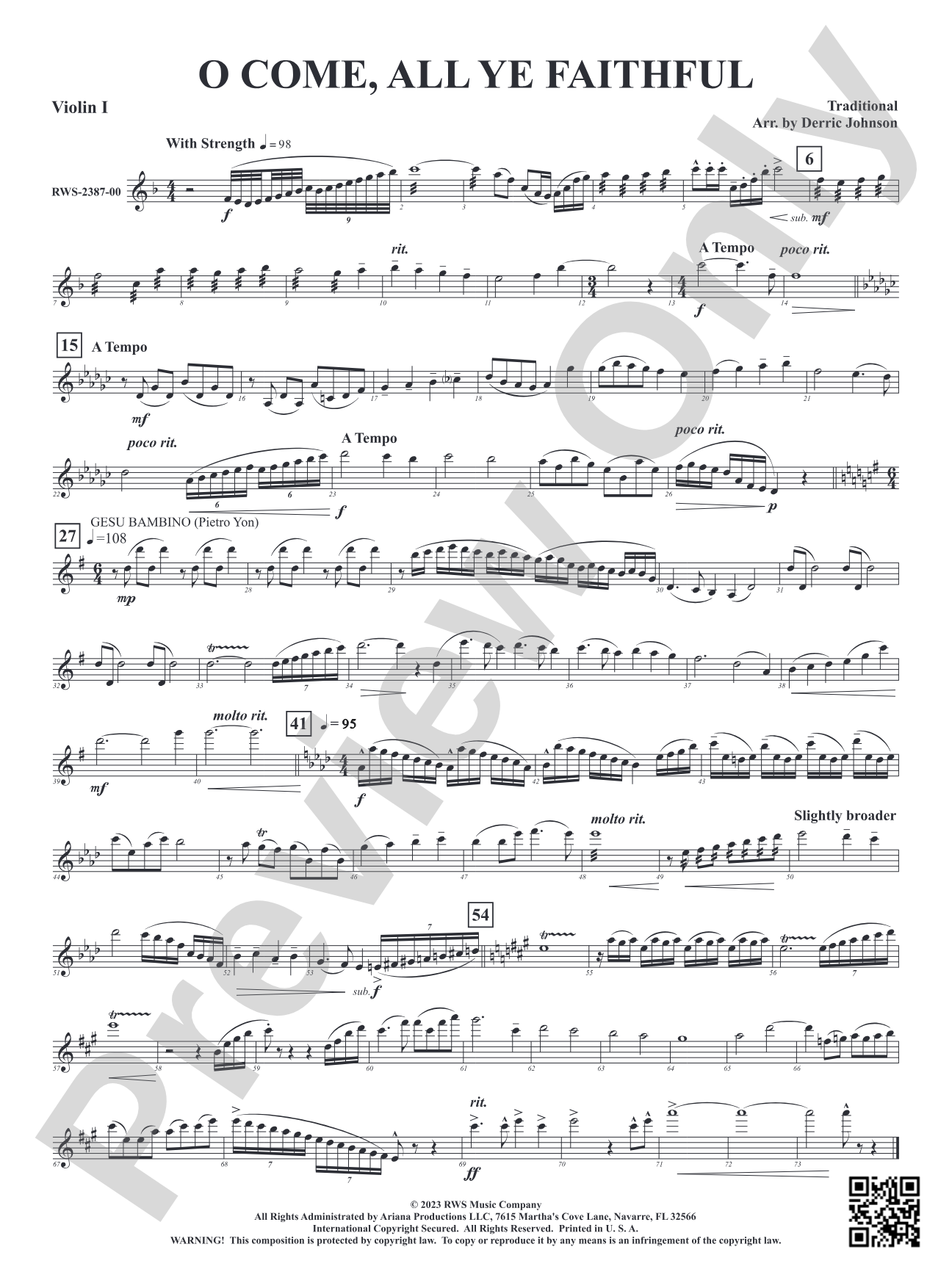 O Come, All Ye Faithful: 1st Violin