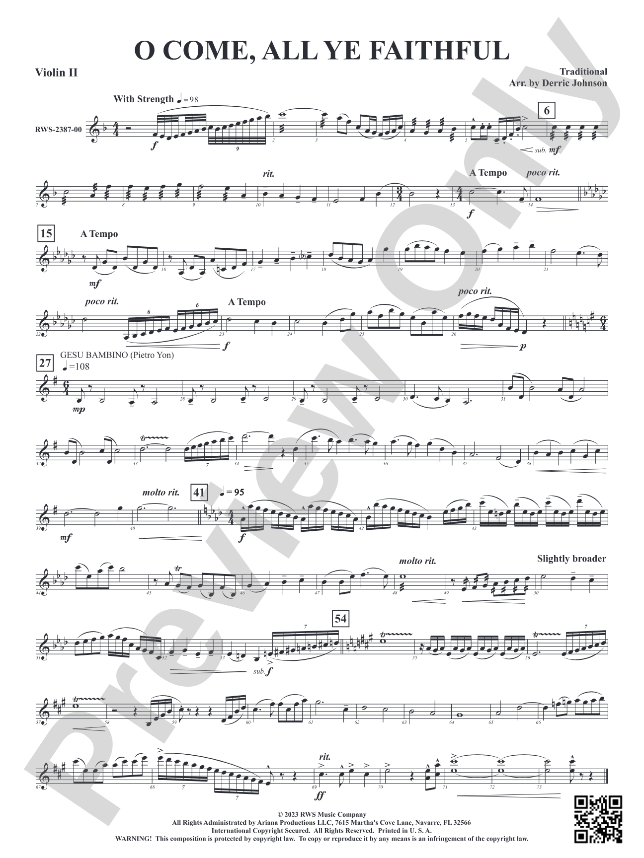 O Come, All Ye Faithful: 2nd Violin